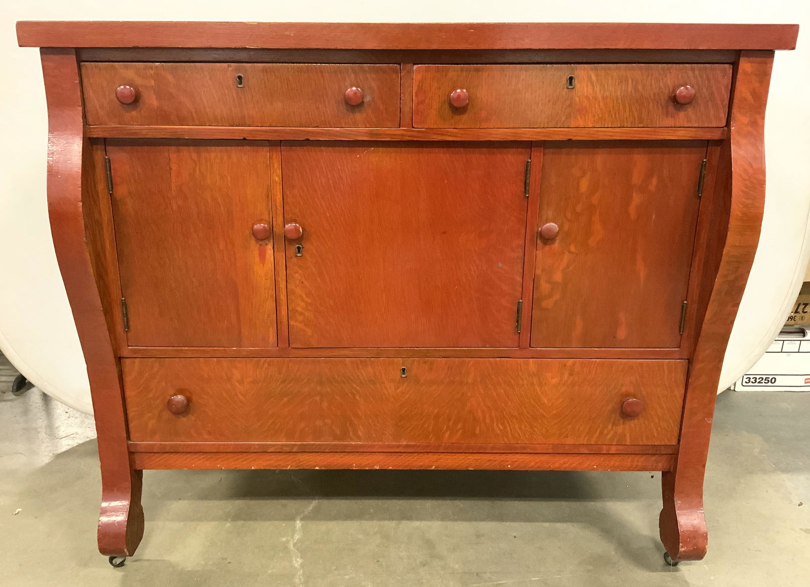 Vntg 1940s American Wooden Sideboard On Casters (1 of 10)