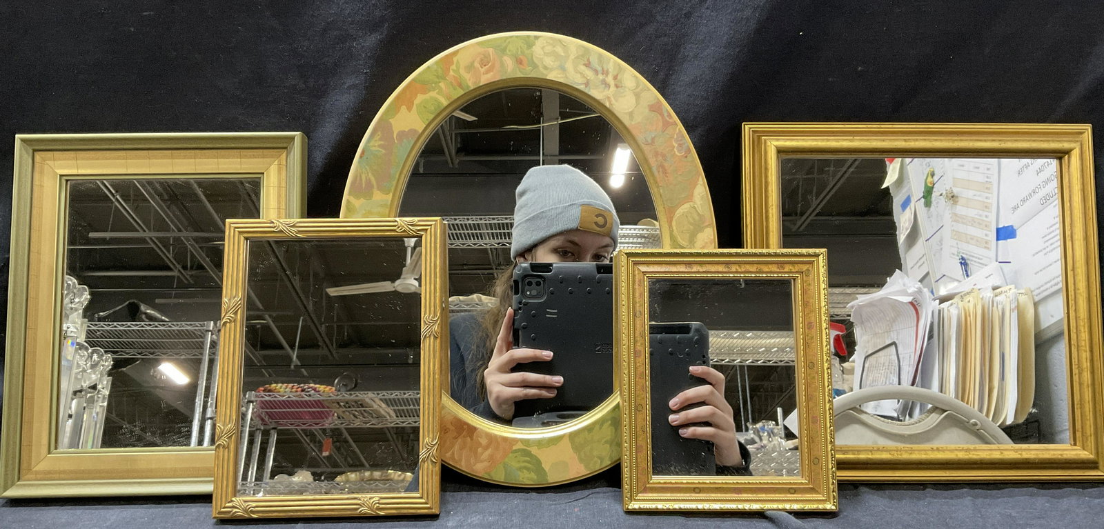 5 Gilt Accent Mirrors, Oval & Square (1 of 7)