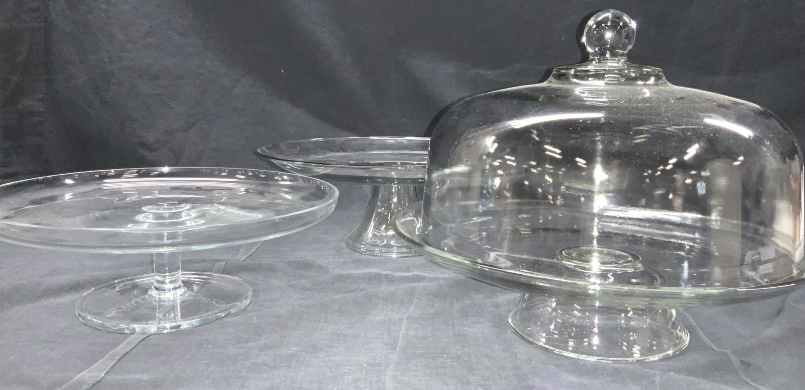 Lot 3 Glass Cake Stands & Lid (1 of 8)
