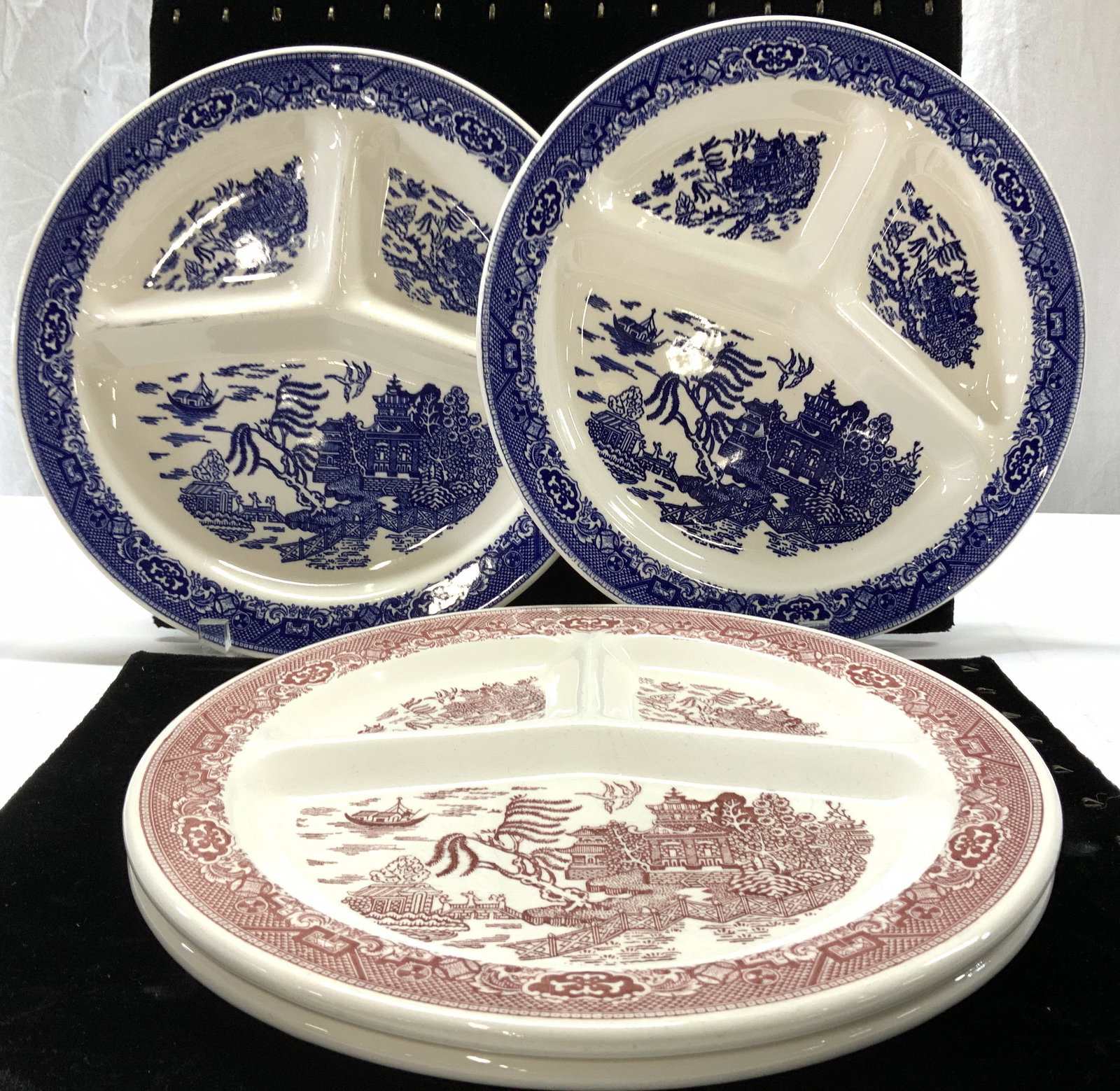 Collect Blue & Wht Willow Ware Asian Plates, 4 (1 of 6)