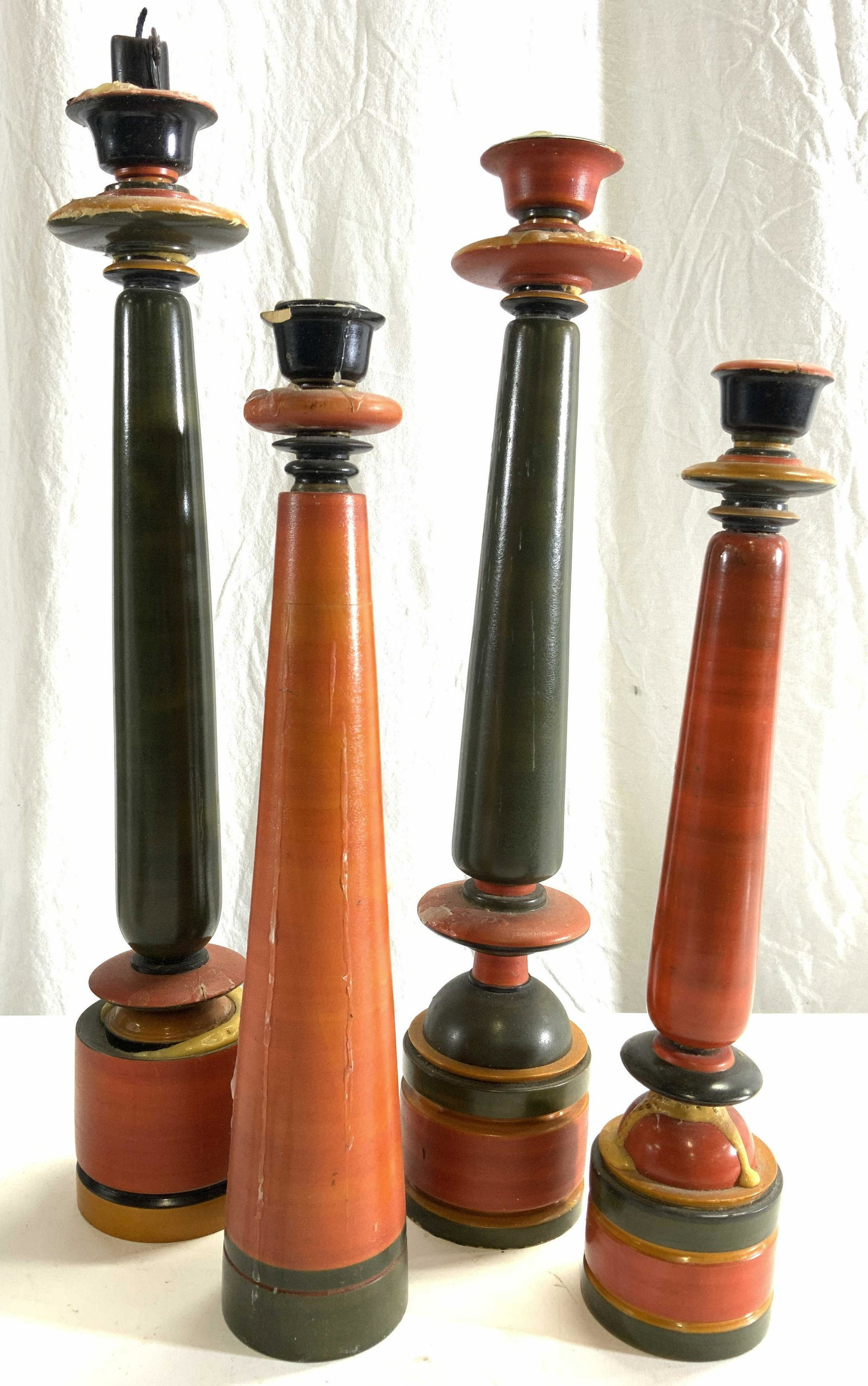 Lot 4 Carved Wooden Candlesticks (1 of 9)