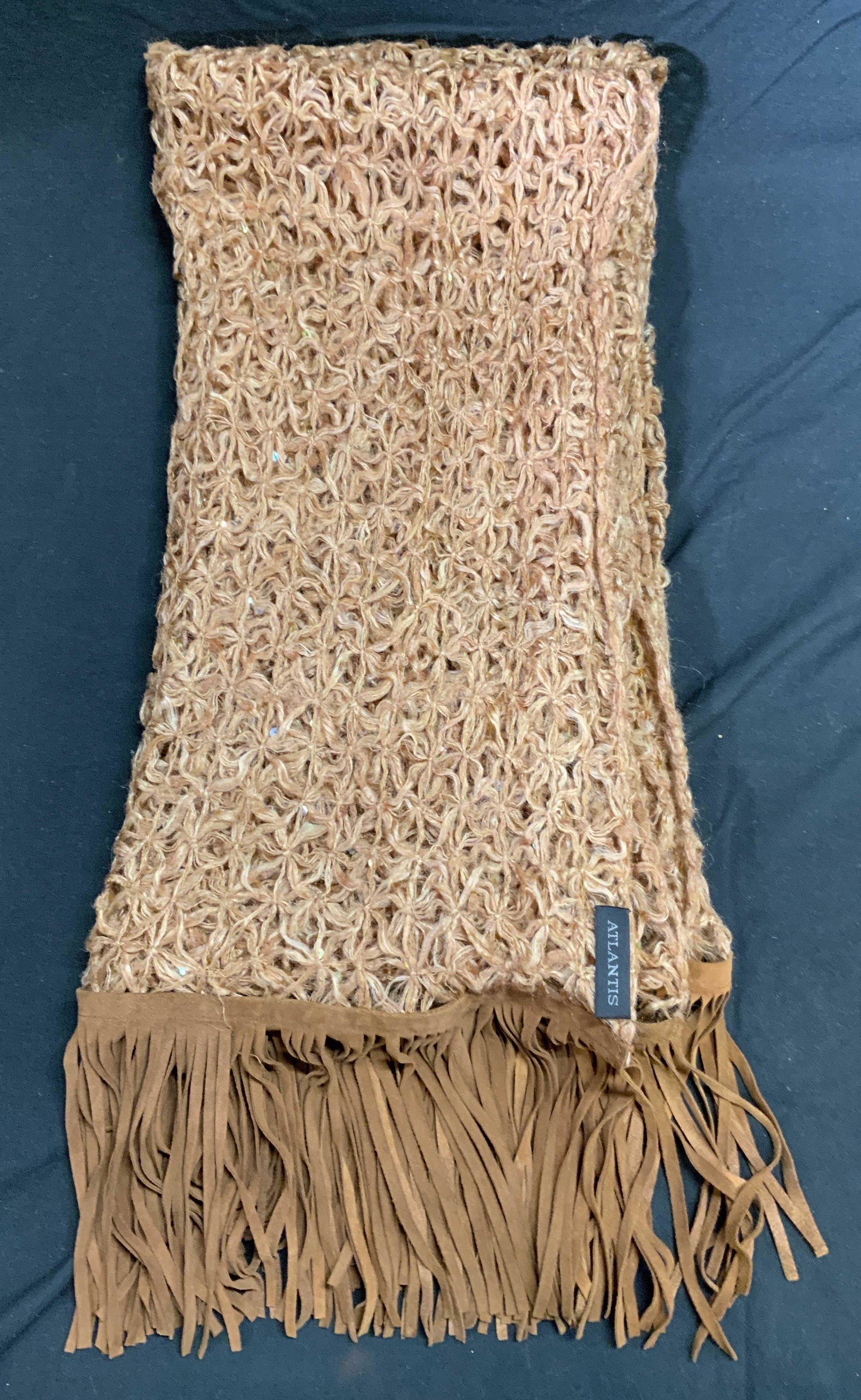 ATLANTIS Knit Sequined Scarf w Suede Trim (1 of 4)