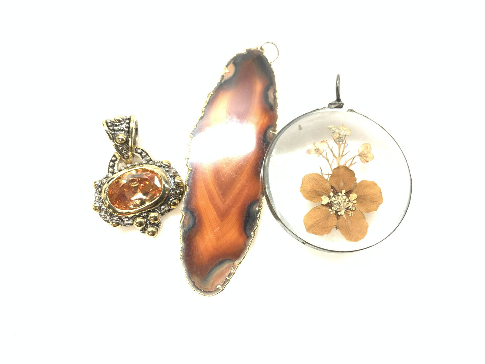 Judith Ripka Style CZ Pendant, Agate & Resin, 3 (1 of 8)