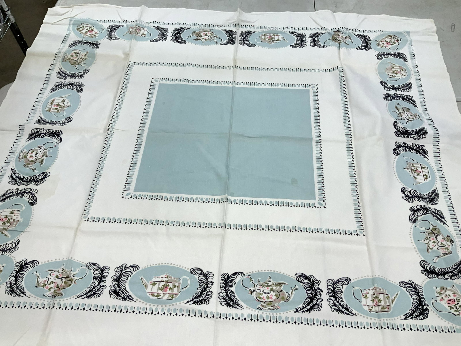 Victorian Teapot Motif Cotton Tablecloth (1 of 6)