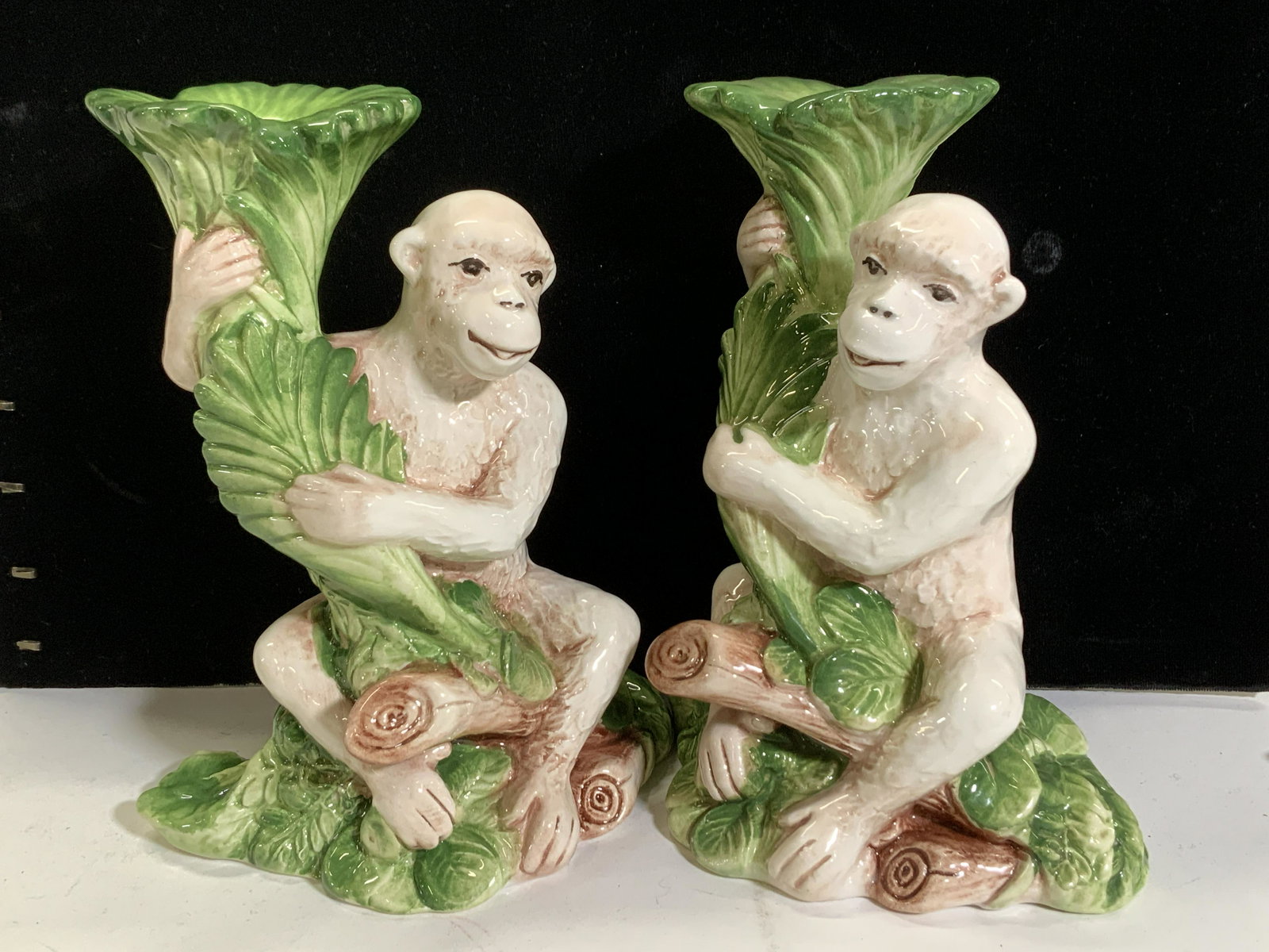 Pair MONKEY Porcelain Candle Holders, Italy (1 of 6)