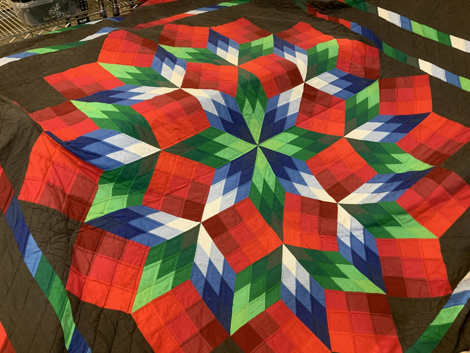 Hand Stitched King Size Cotton Quilt (1 of 9)