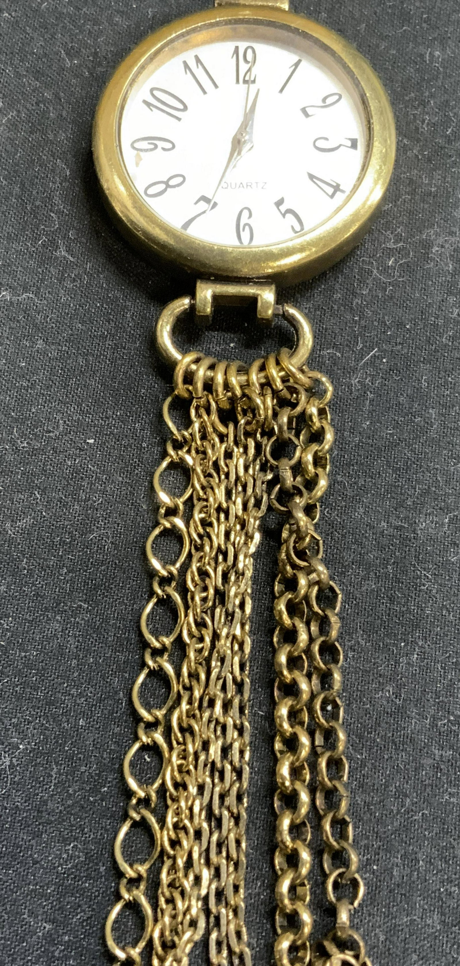 Gold Tone Pocket Watch with Chains (1 of 6)