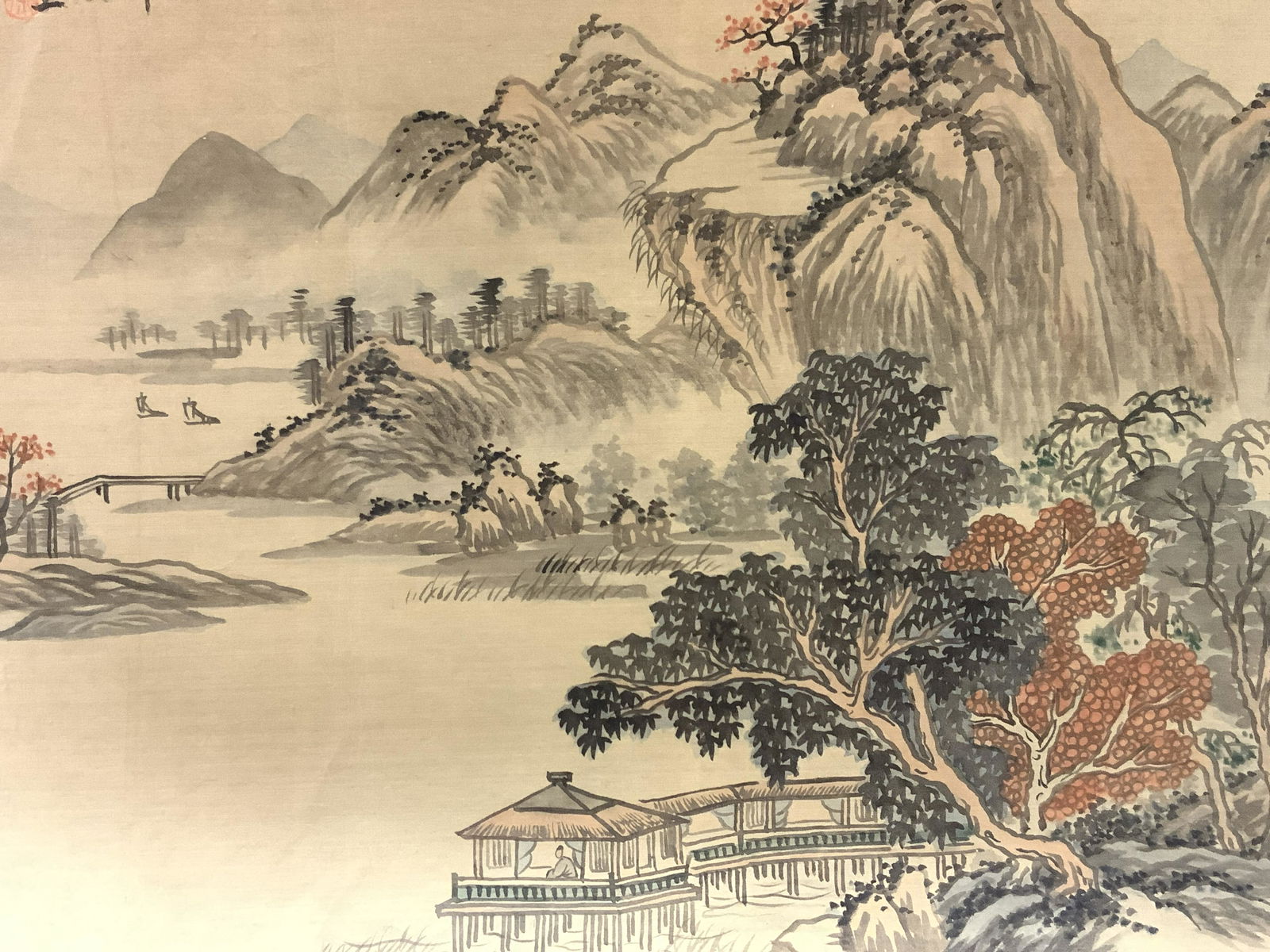 Asian Landscape Silk Screen On Silk (1 of 11)