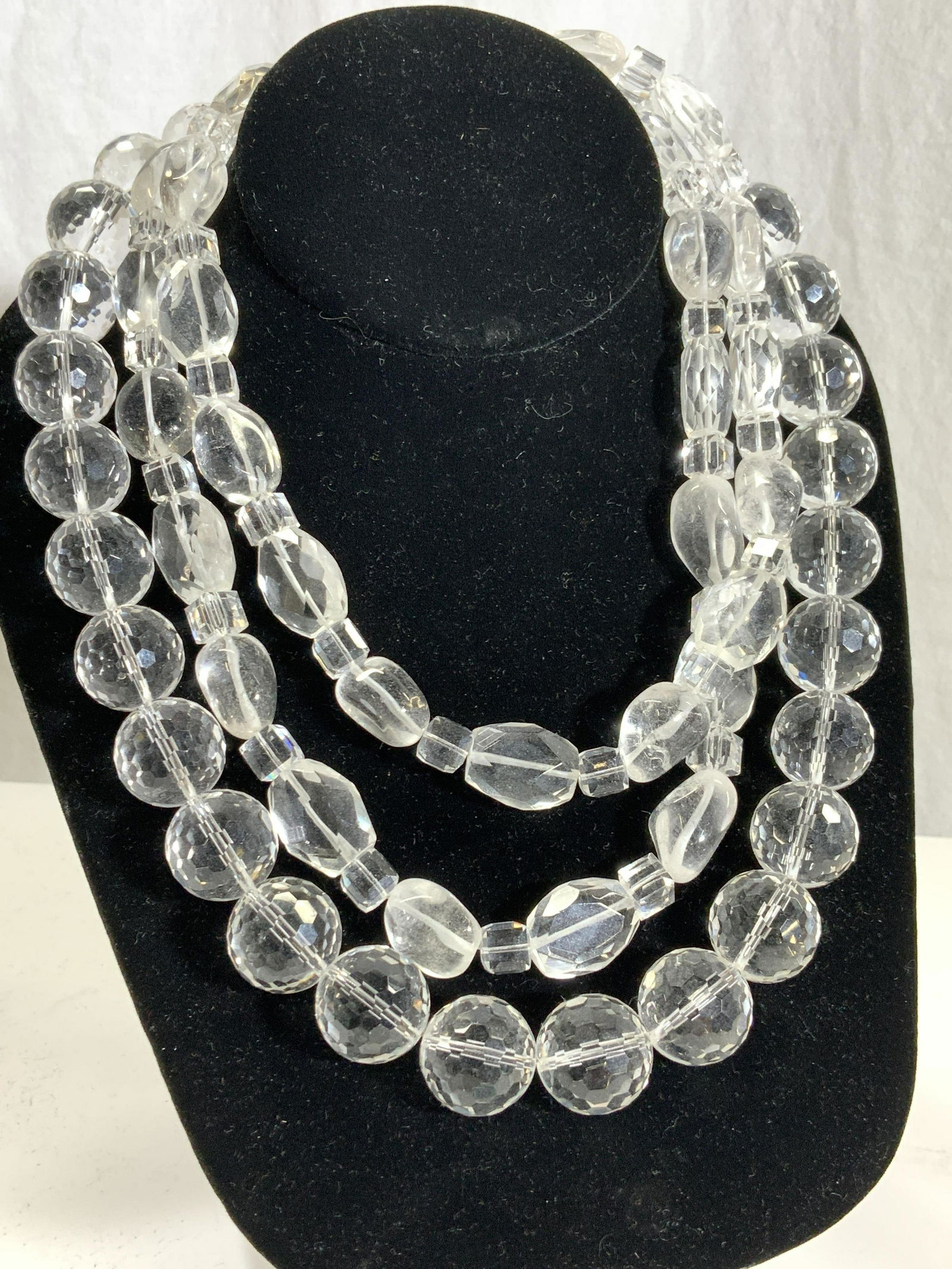 Chunky Clear Quartz Bead Necklace w Sterling Clasp (1 of 4)
