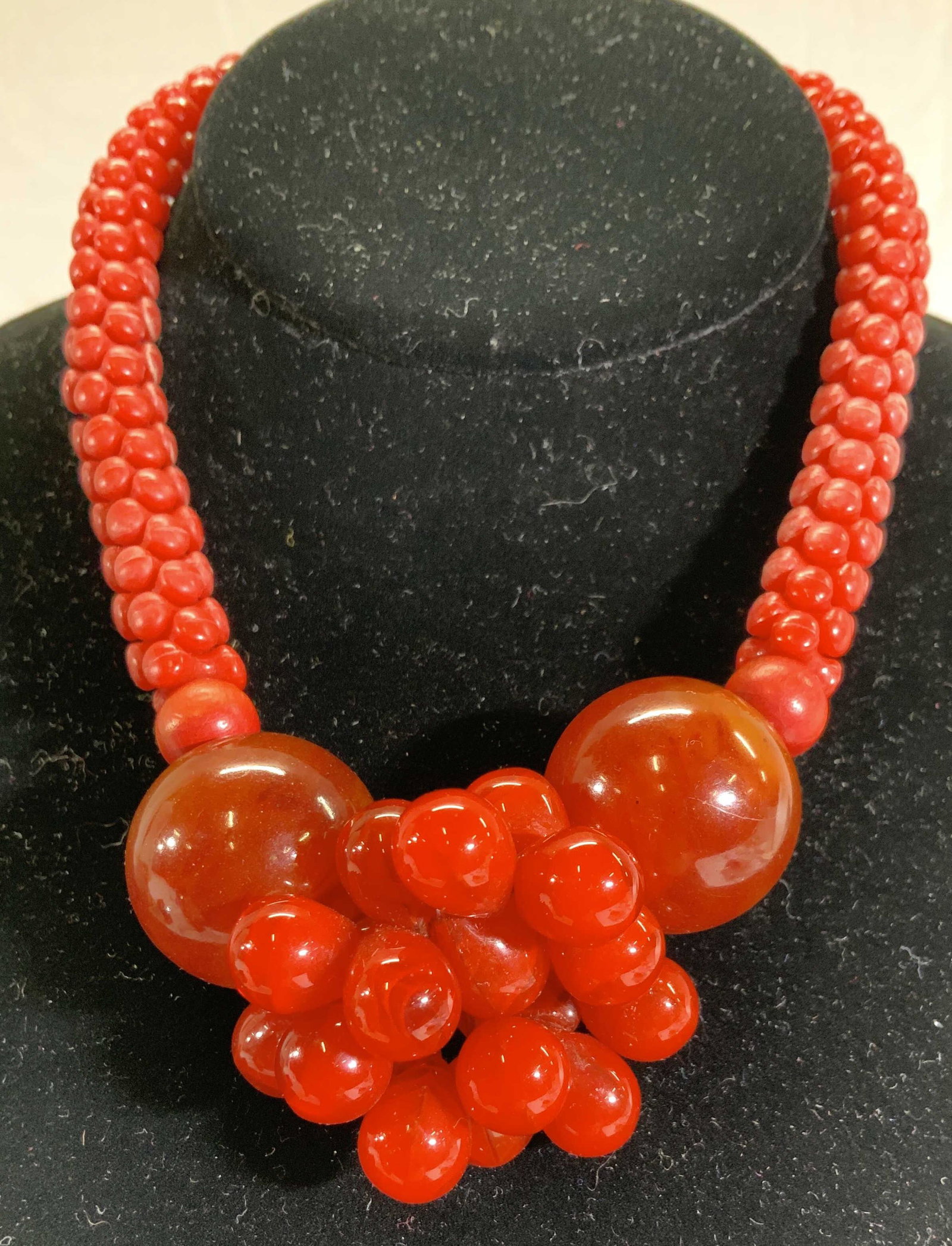 Mid century Glass and resin Bead Choker Necklace (1 of 3)