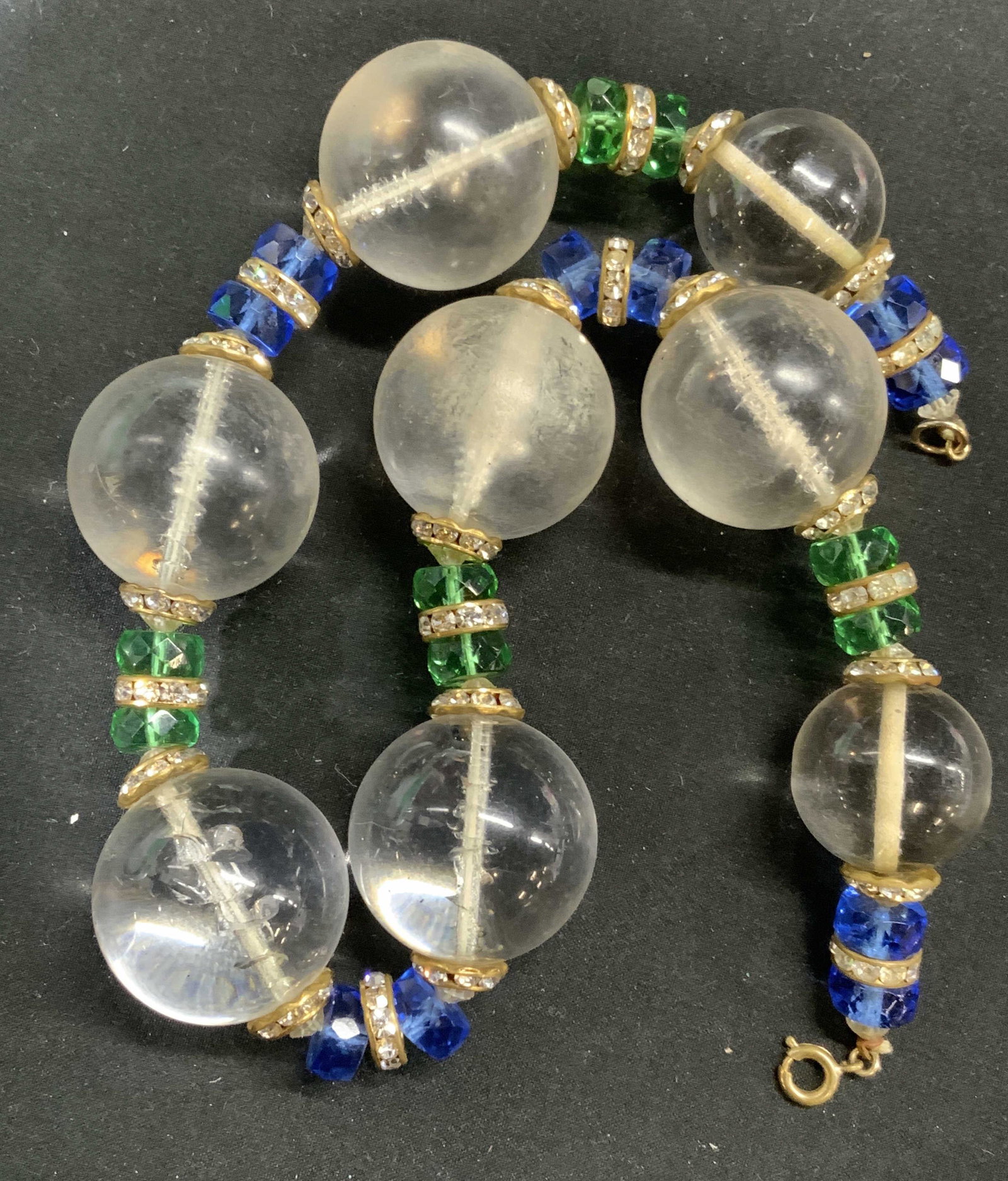 Vintage Lucite & Crystal Beaded Choker Necklace (1 of 4)