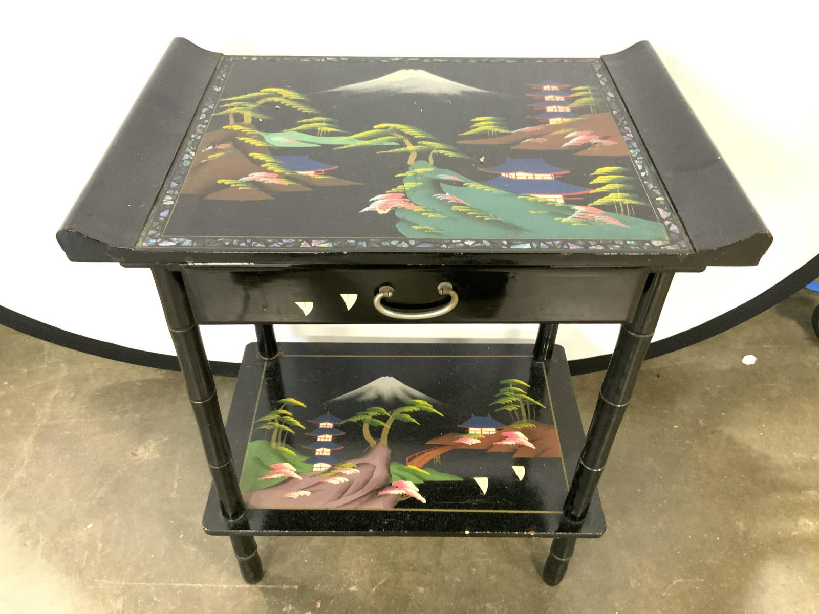 Lacquered Asian Side Table Music Box (1 of 10)