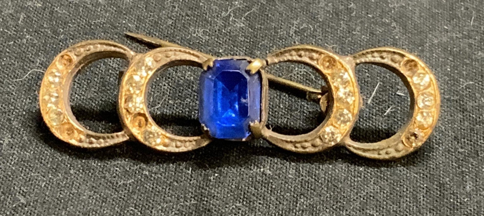 Vintage Bejeweled Blue Crystal Brooch (1 of 7)
