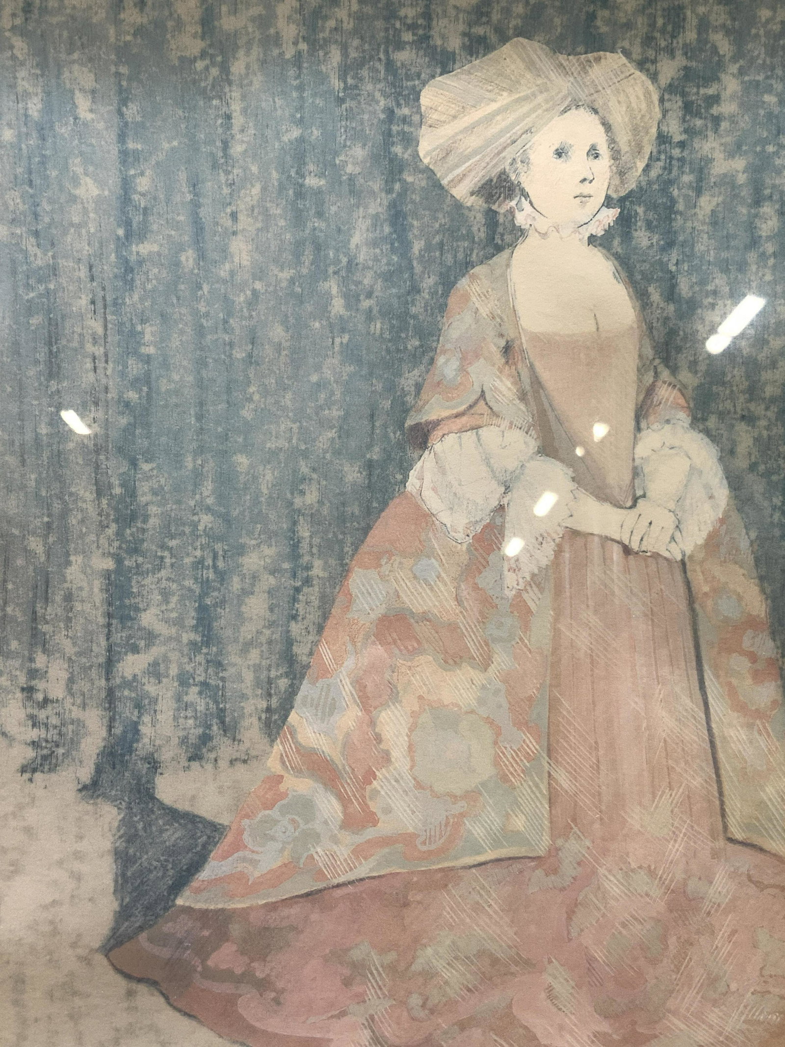 Vintage Framed Figural Art Lithograph (1 of 9)