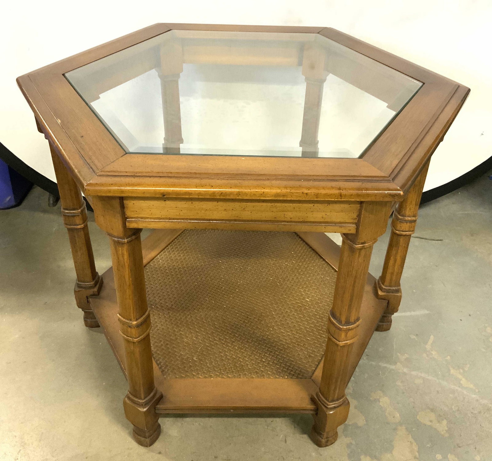 Vintage Hexagonal Glass Top Side Table (1 of 8)
