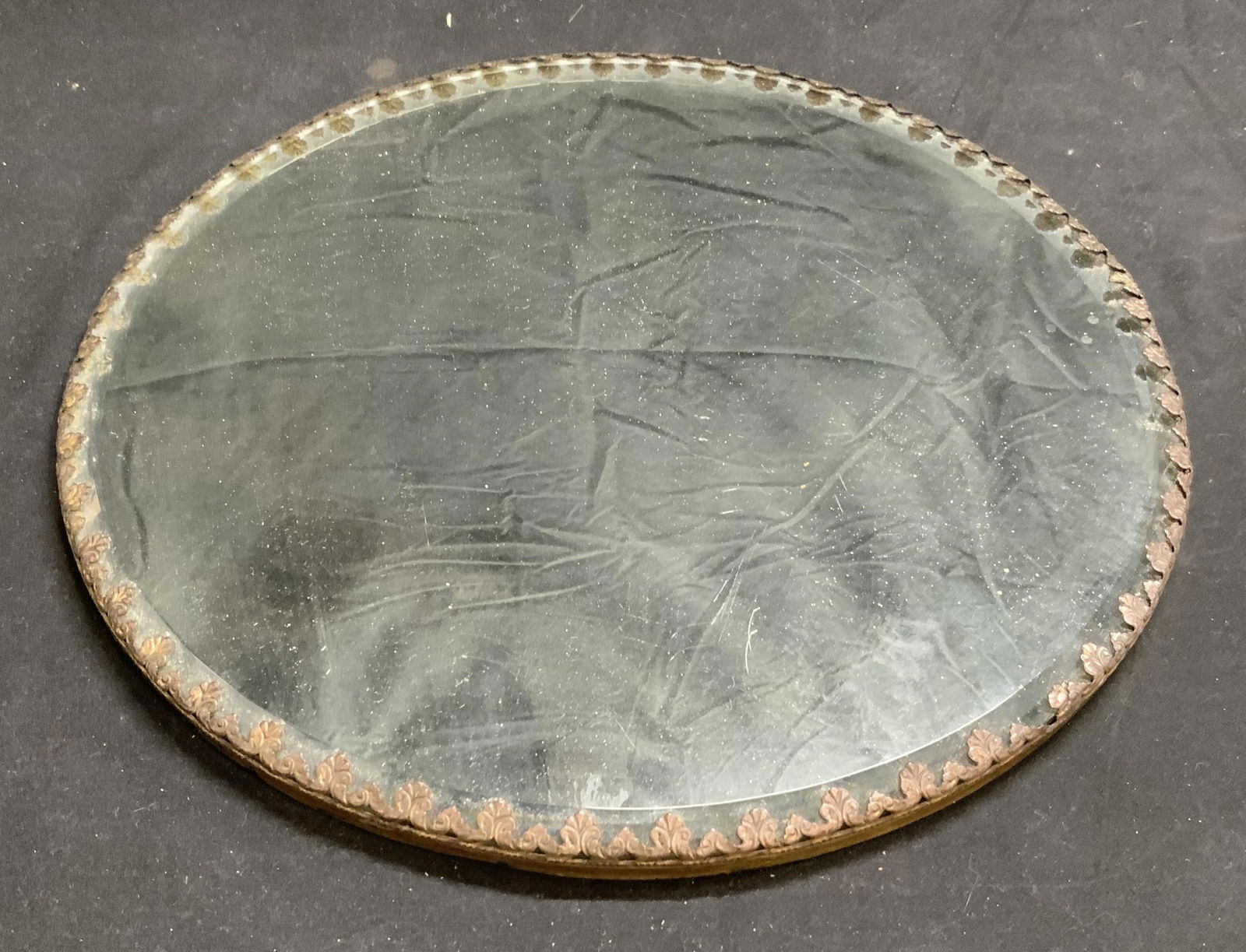 Vintage Beveled Edge Round Plateau Mirror (1 of 6)