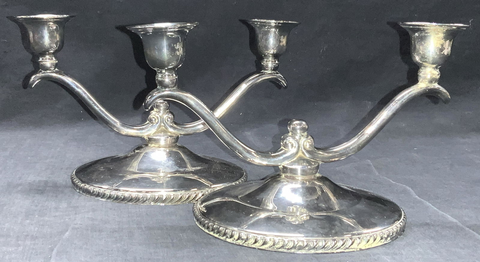 Pair ONEIDA Silver Plate Double Candle Holders (1 of 7)