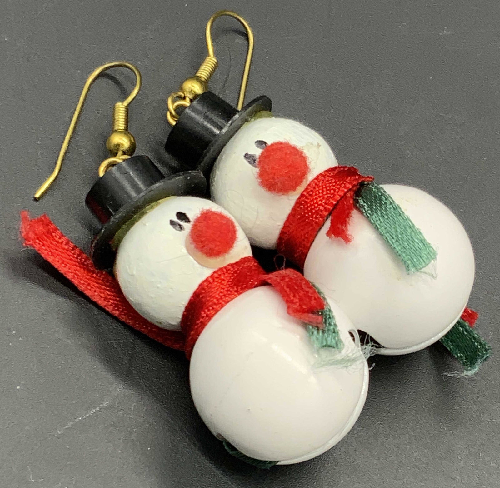 Vintage Snowmen Bell Dangle Drop Earrings (1 of 7)
