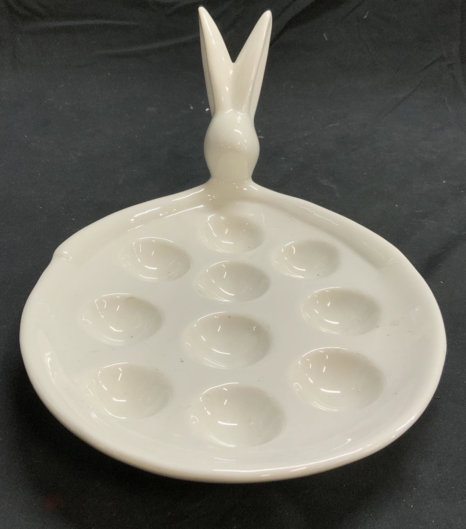White Ceramic Bunny Egg Plate (1 of 6)
