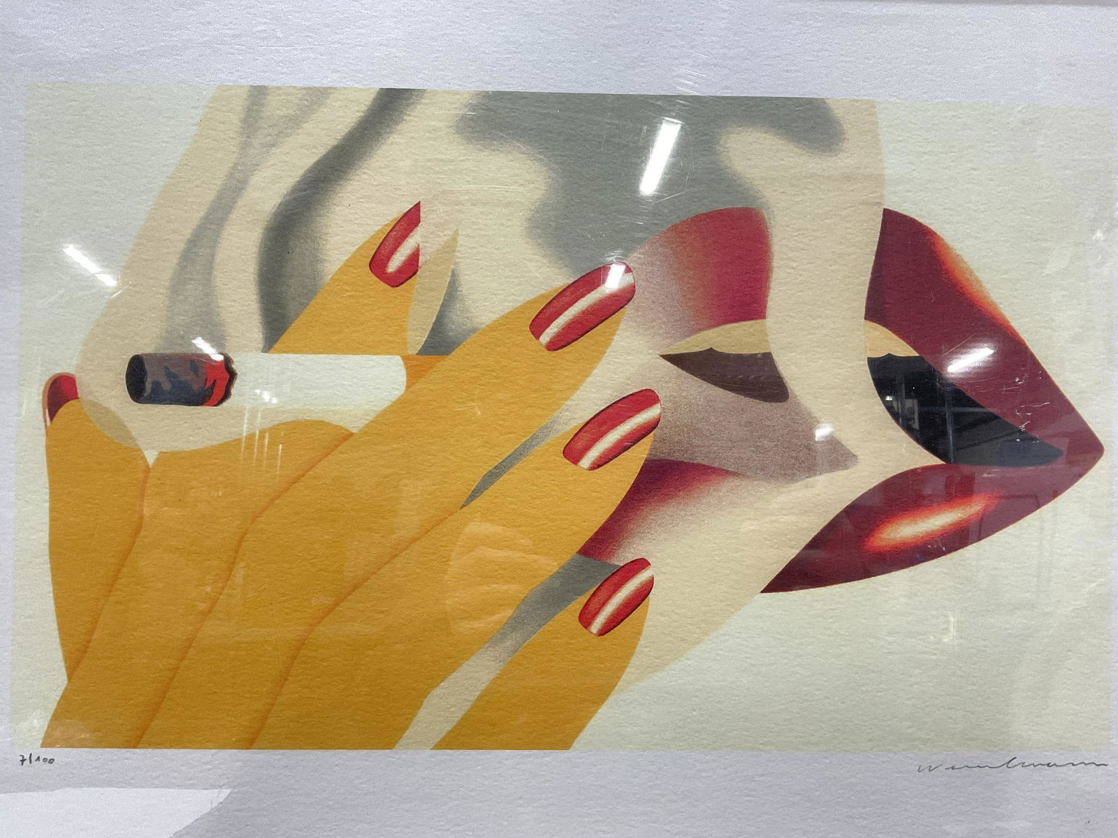 Attr SGND Wesselmann Silk Screen, Smoking Lips (1 of 9)