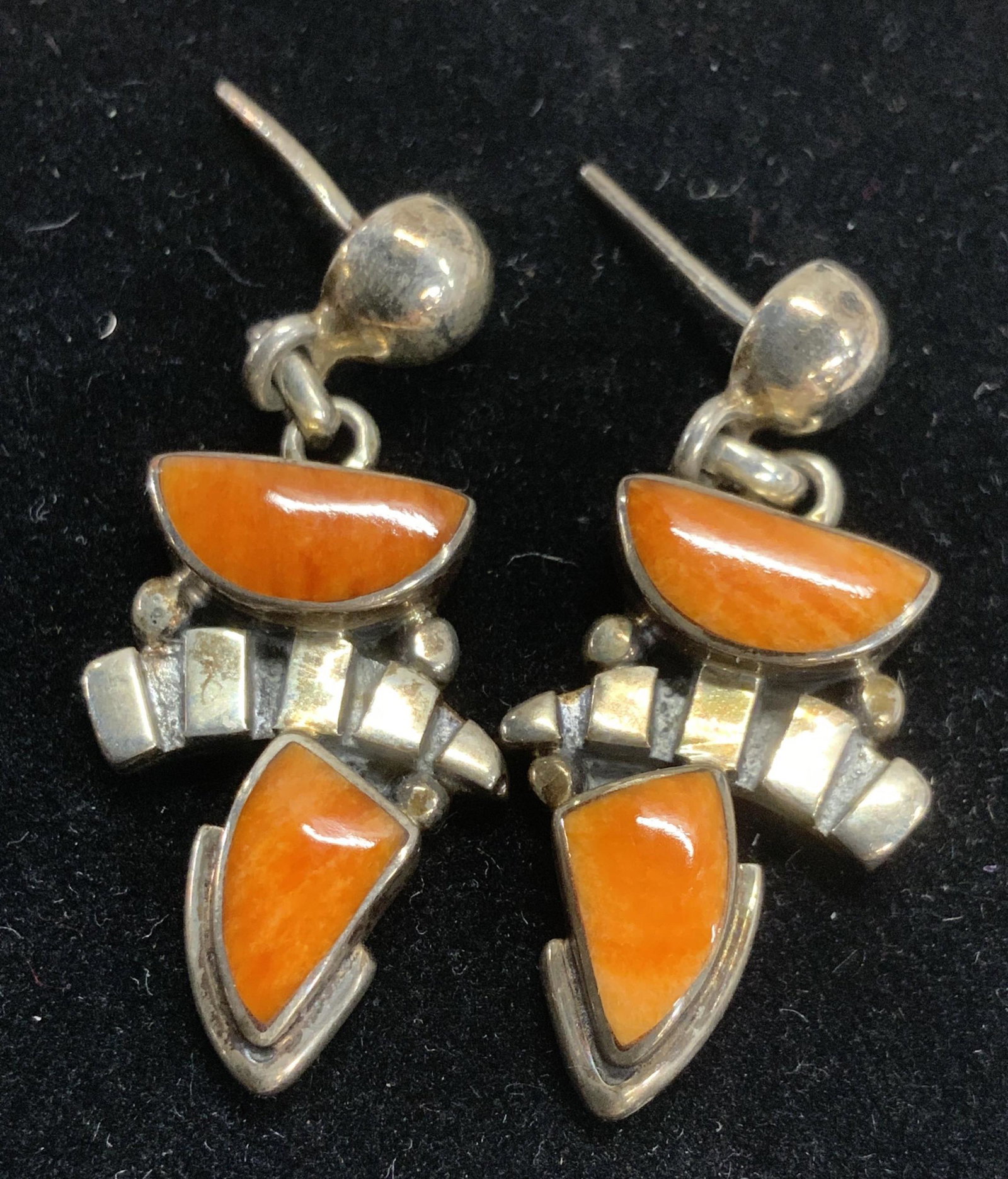 VY Southwestern Sterling Silver & Coral Earrings (1 of 6)