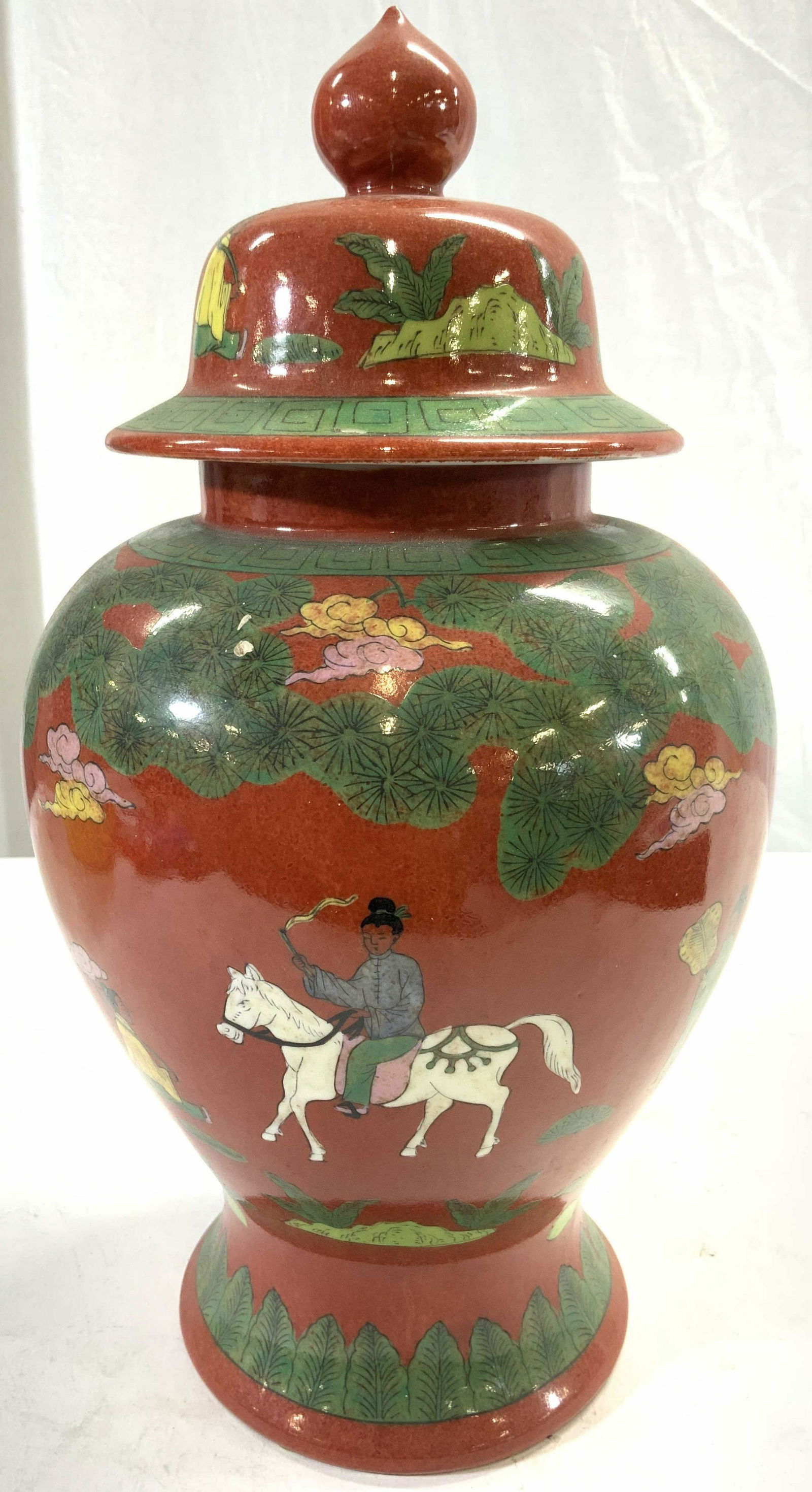 ACF Hand Painted Porcelain Urn W Lid (1 of 8)