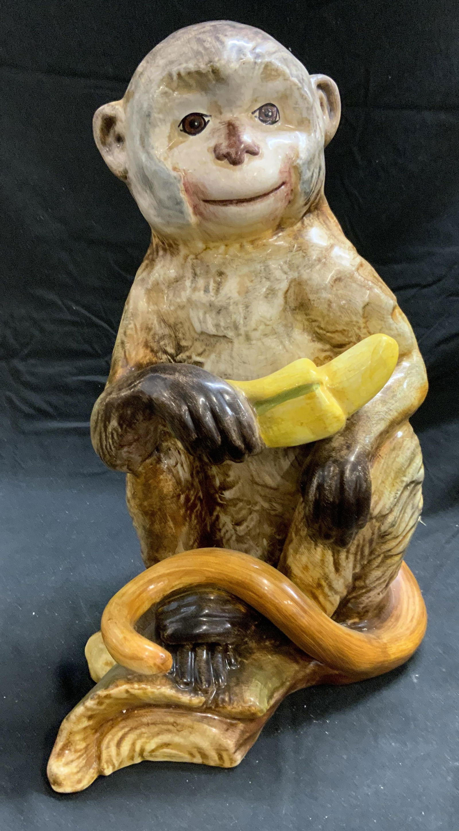 Hand Painted Ceramic Monkey & Banana Figural (1 of 8)
