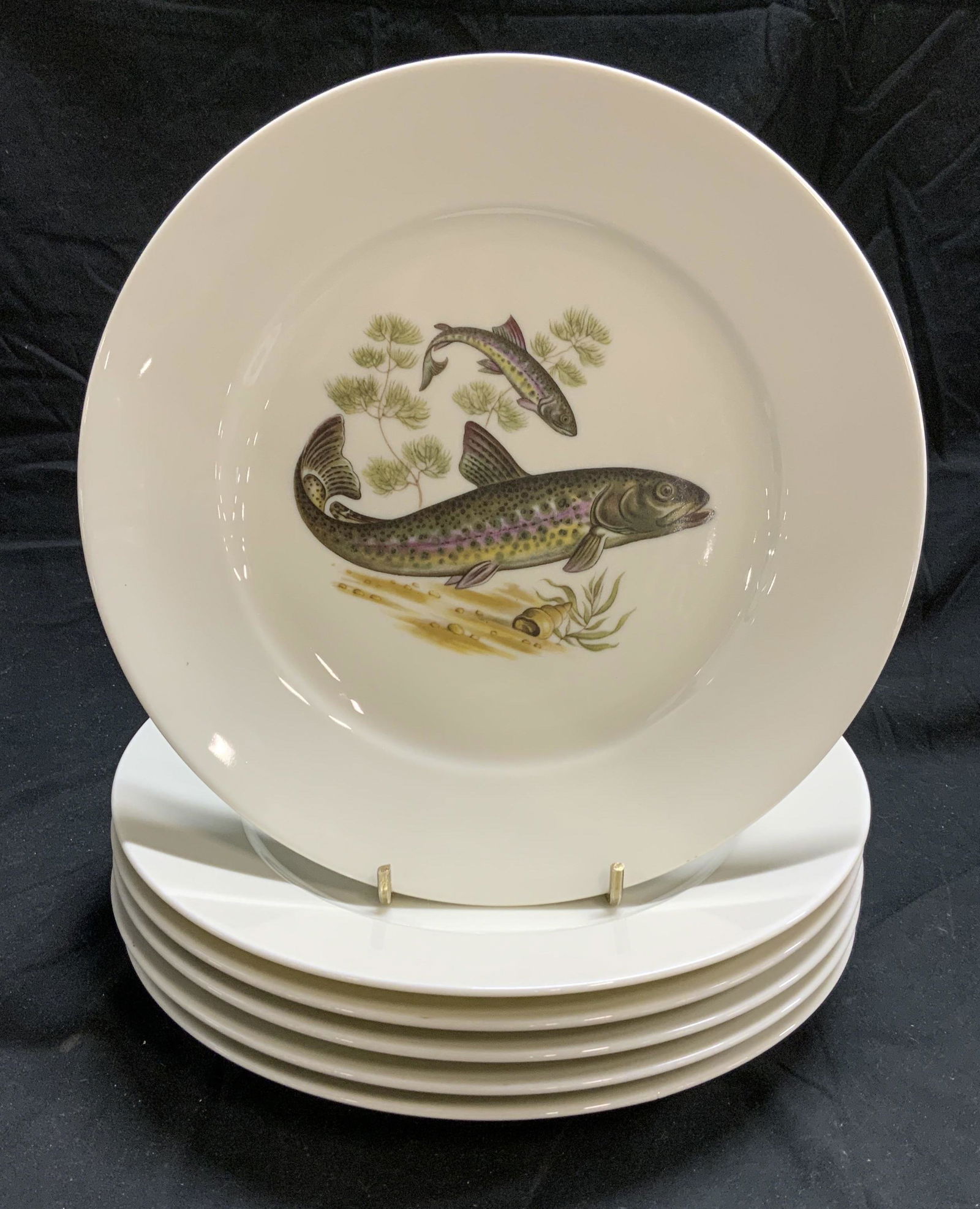 Set 6 Vintage JKW Porcelain Fish Plates W Germany (1 of 8)