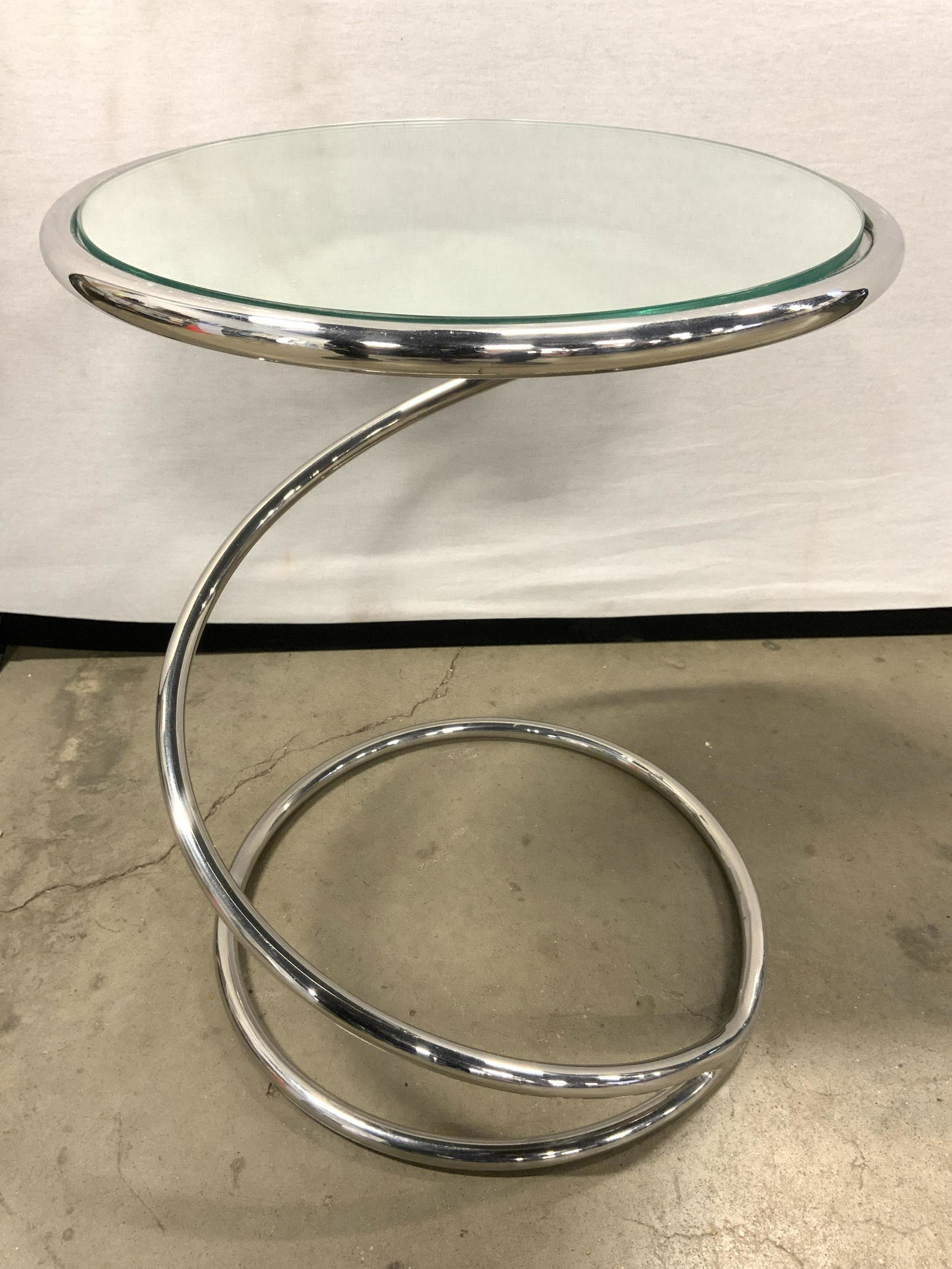 PACE MCM Chrome Spiral Table W Mirrored Top 1970s (1 of 8)
