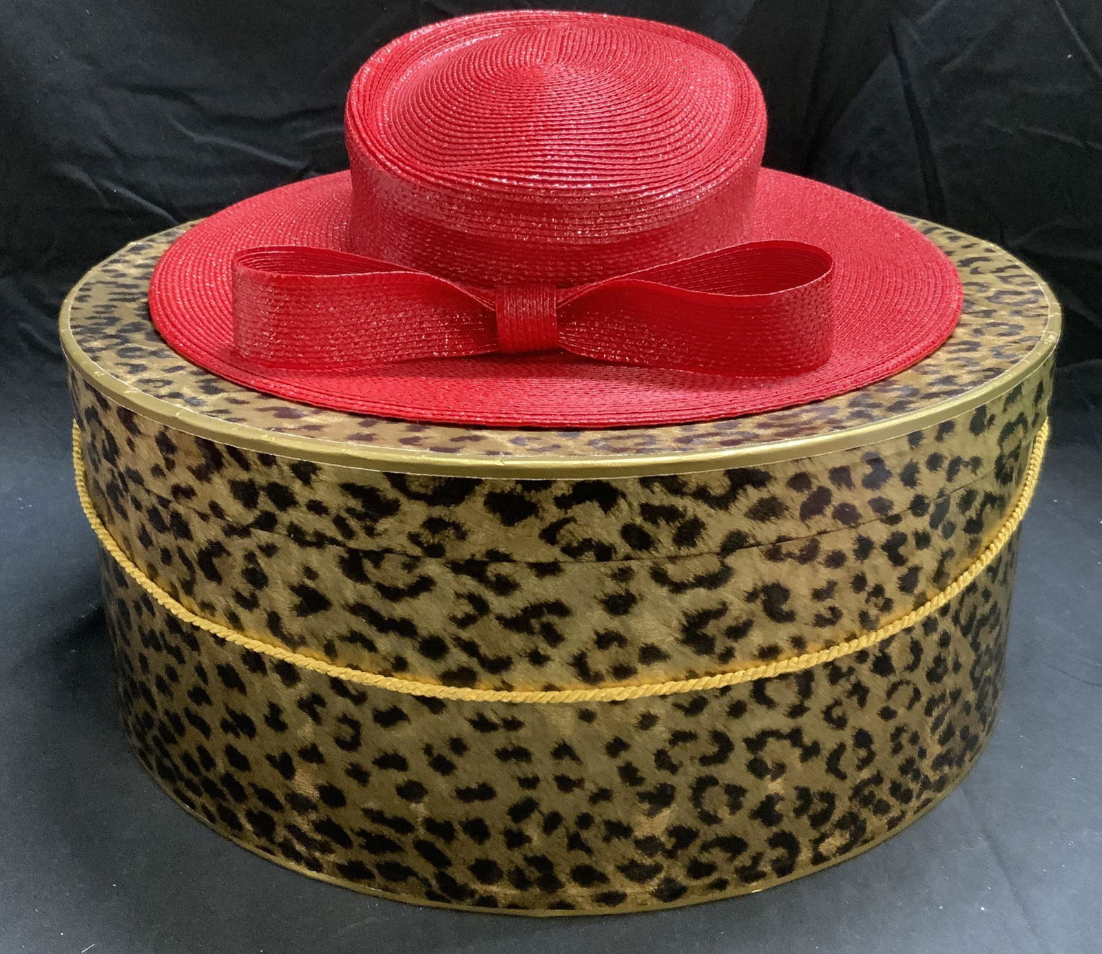 FRANK OLIVE Red Straw Hat with Bow (1 of 9)