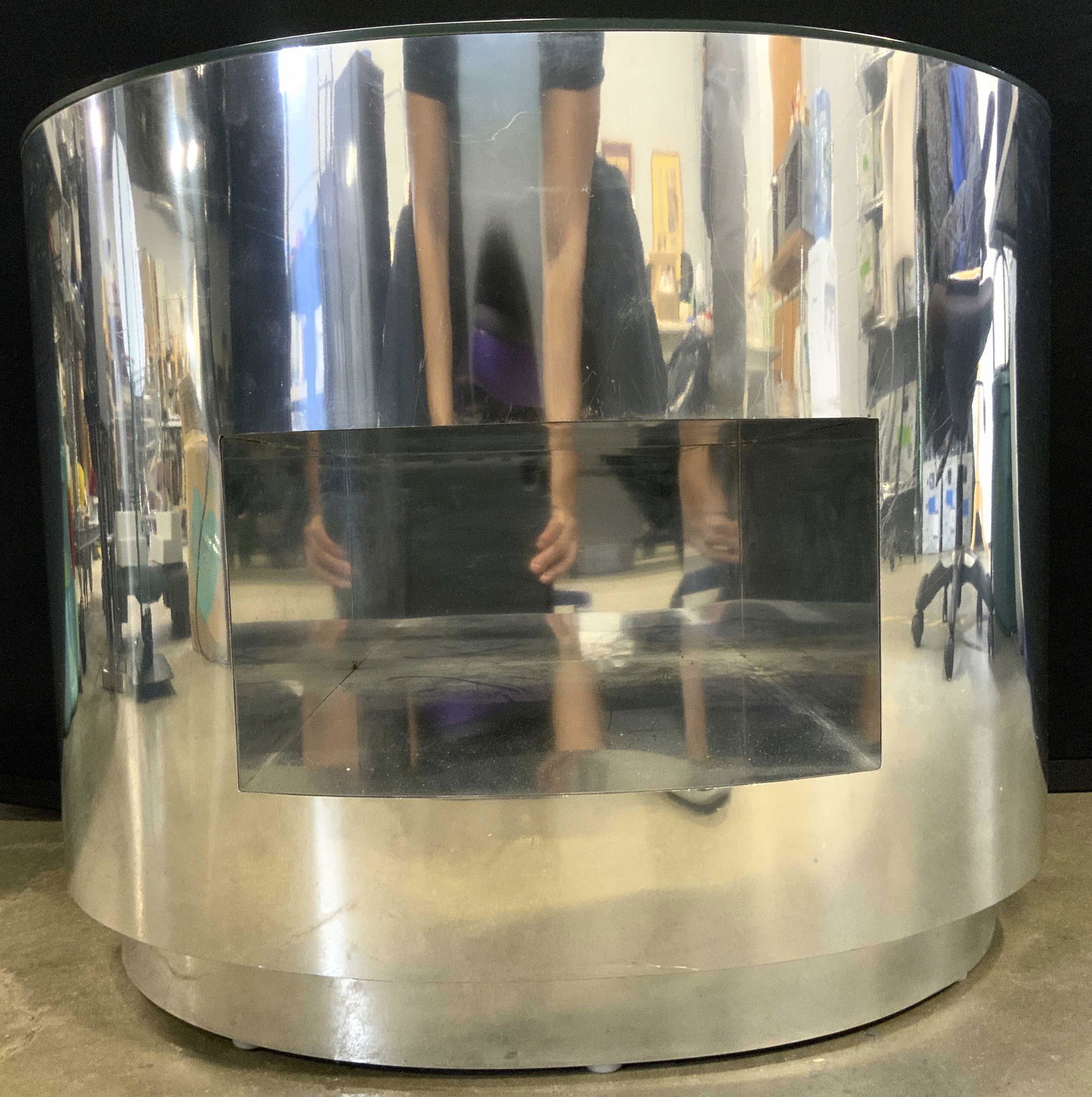 MCM Ellipse Mirrored Side Table (1 of 9)