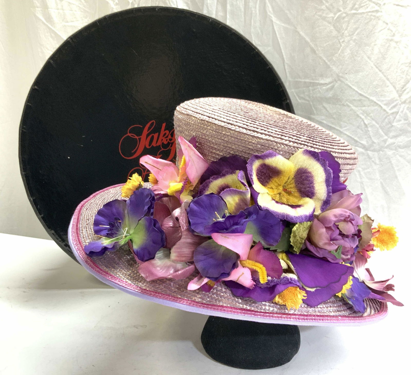 ERIC JAVITS Lavender Straw & Flower Hat, Box (1 of 9)