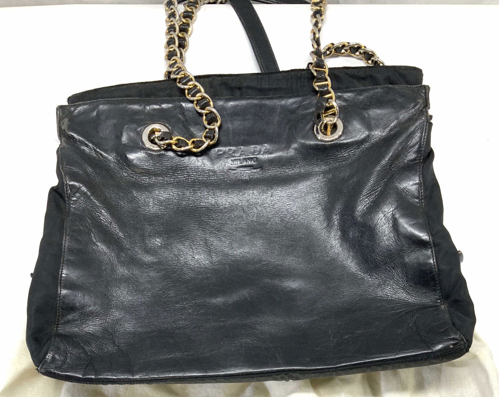 PRADA Black Leather Shoulder Bag w Duster (1 of 11)