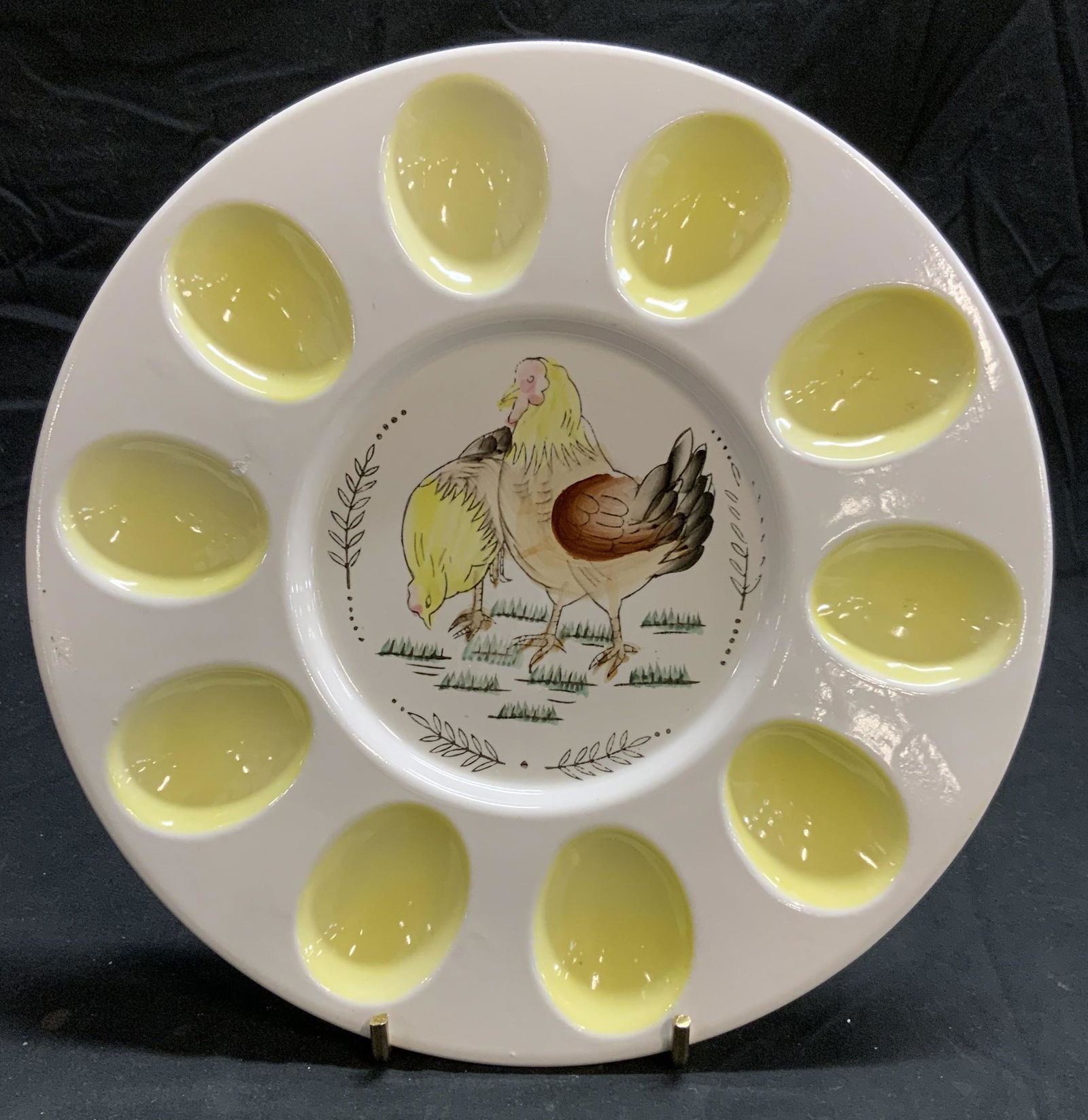 Ceramic Deviled Egg Plate with Chicken Motif (1 of 6)