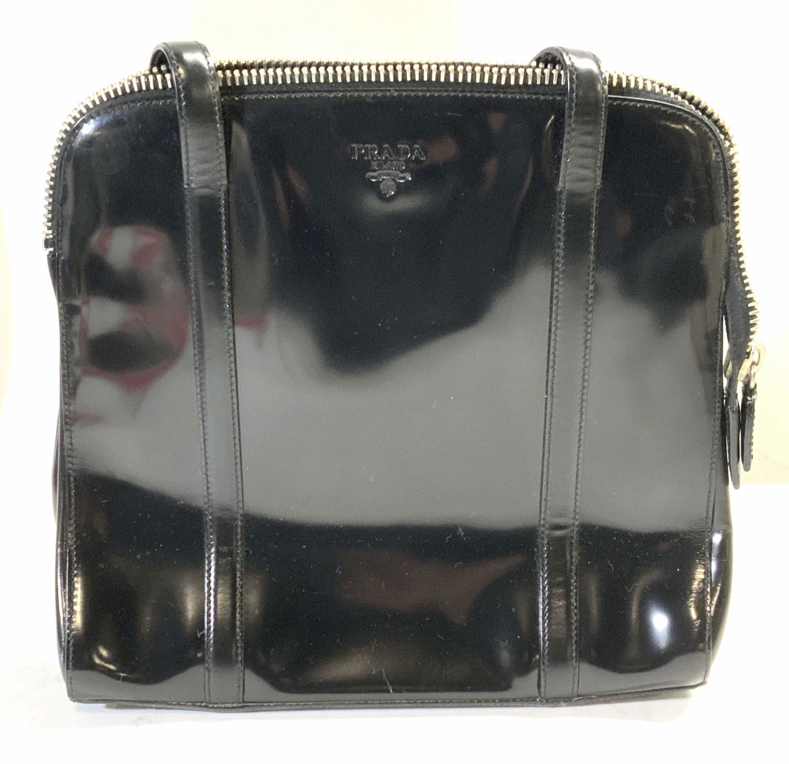 PRADA Black Patent Leather Handbag (1 of 9)