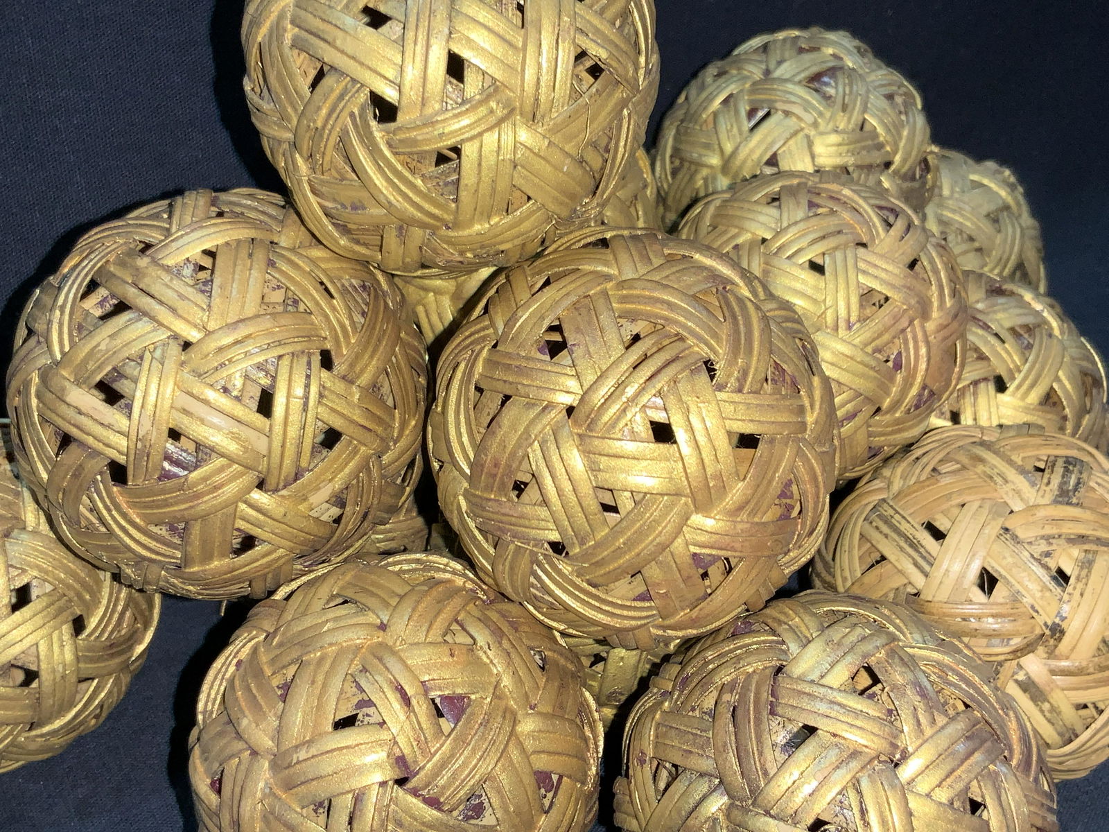 15 Gold Painted Woven Wicker Decorative Orbs (1 of 6)