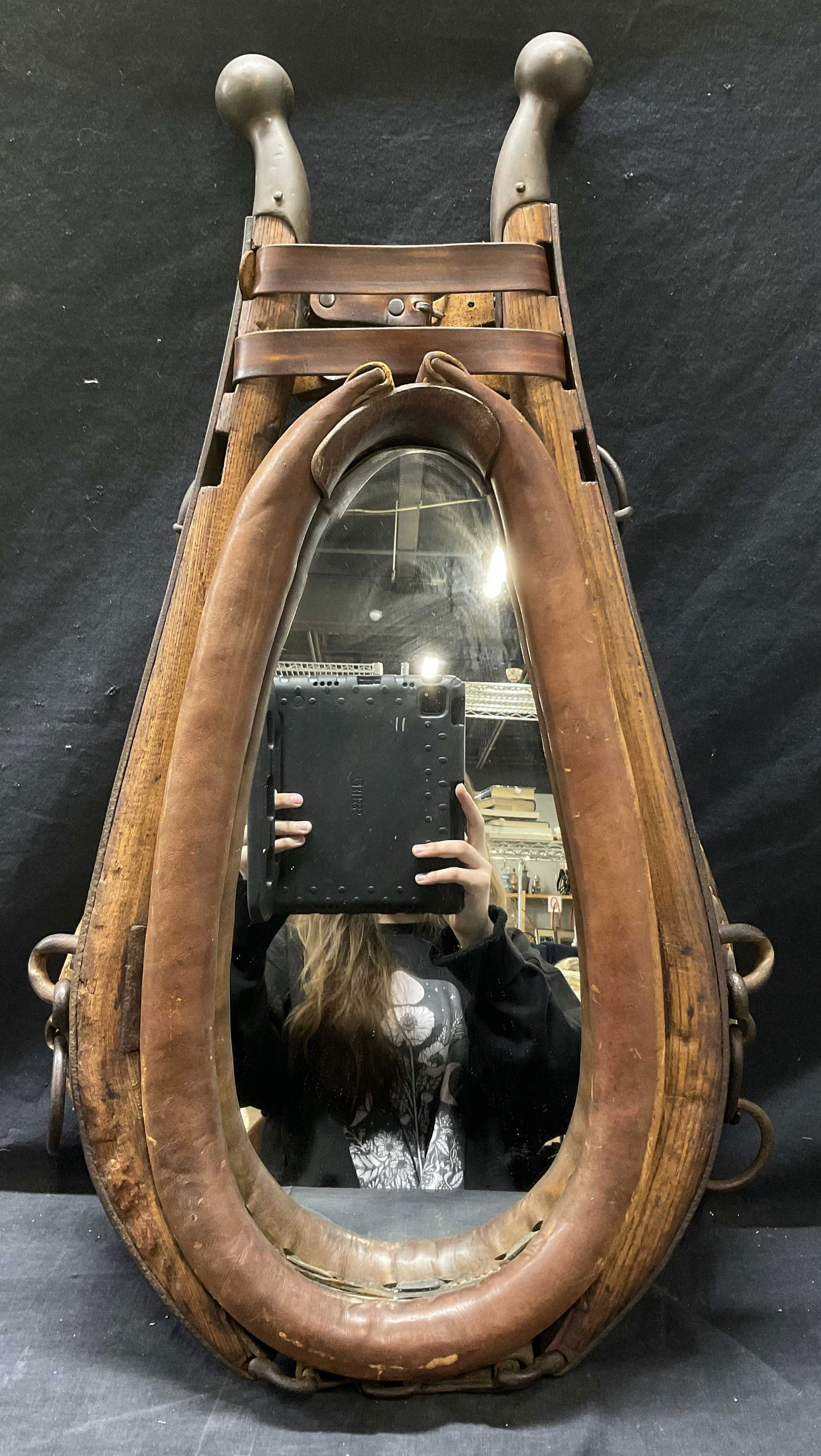 ANTQ Leather Horse Tack Harness Collar Mirror (1 of 7)