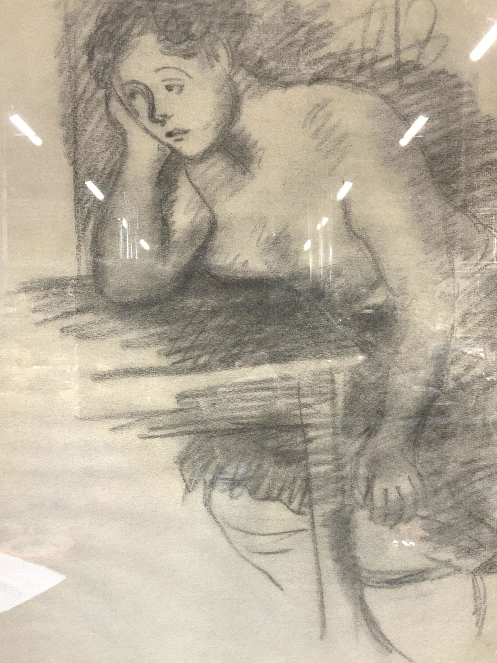 RAPHAEL SOYER Pensive Woman Charcoal Drawing (1 of 12)