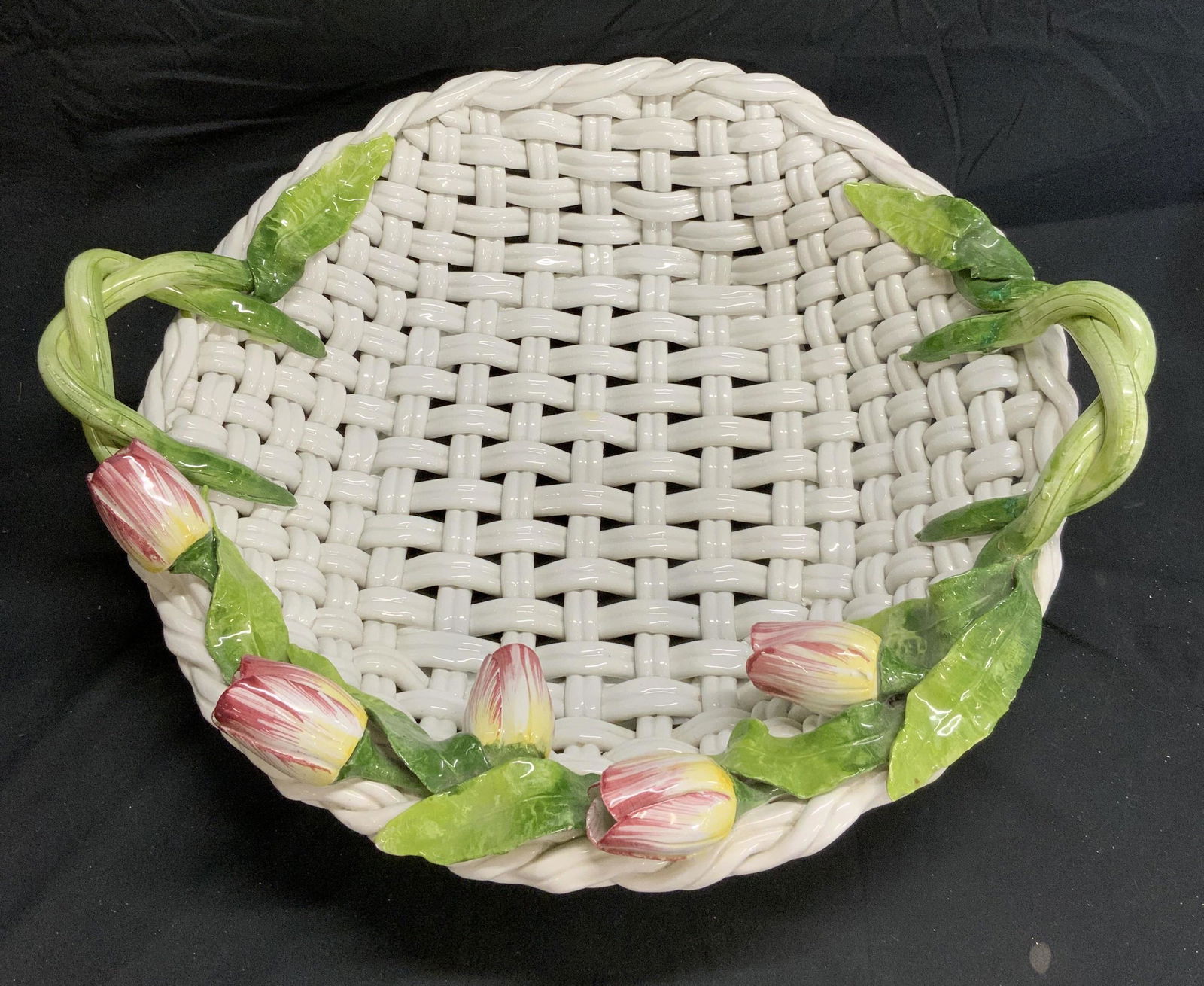 JAY WILLFRED Porcelain Floral Centerpiece Basket (1 of 9)