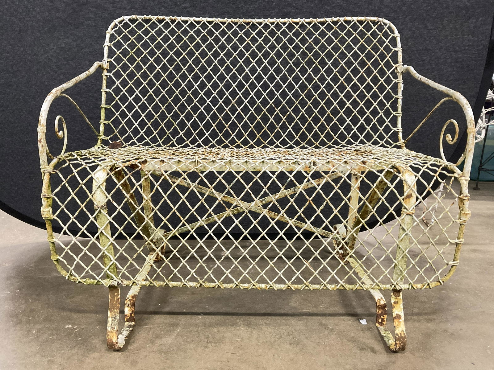 Antique Iron & Wire Bench W Backrest (1 of 10)