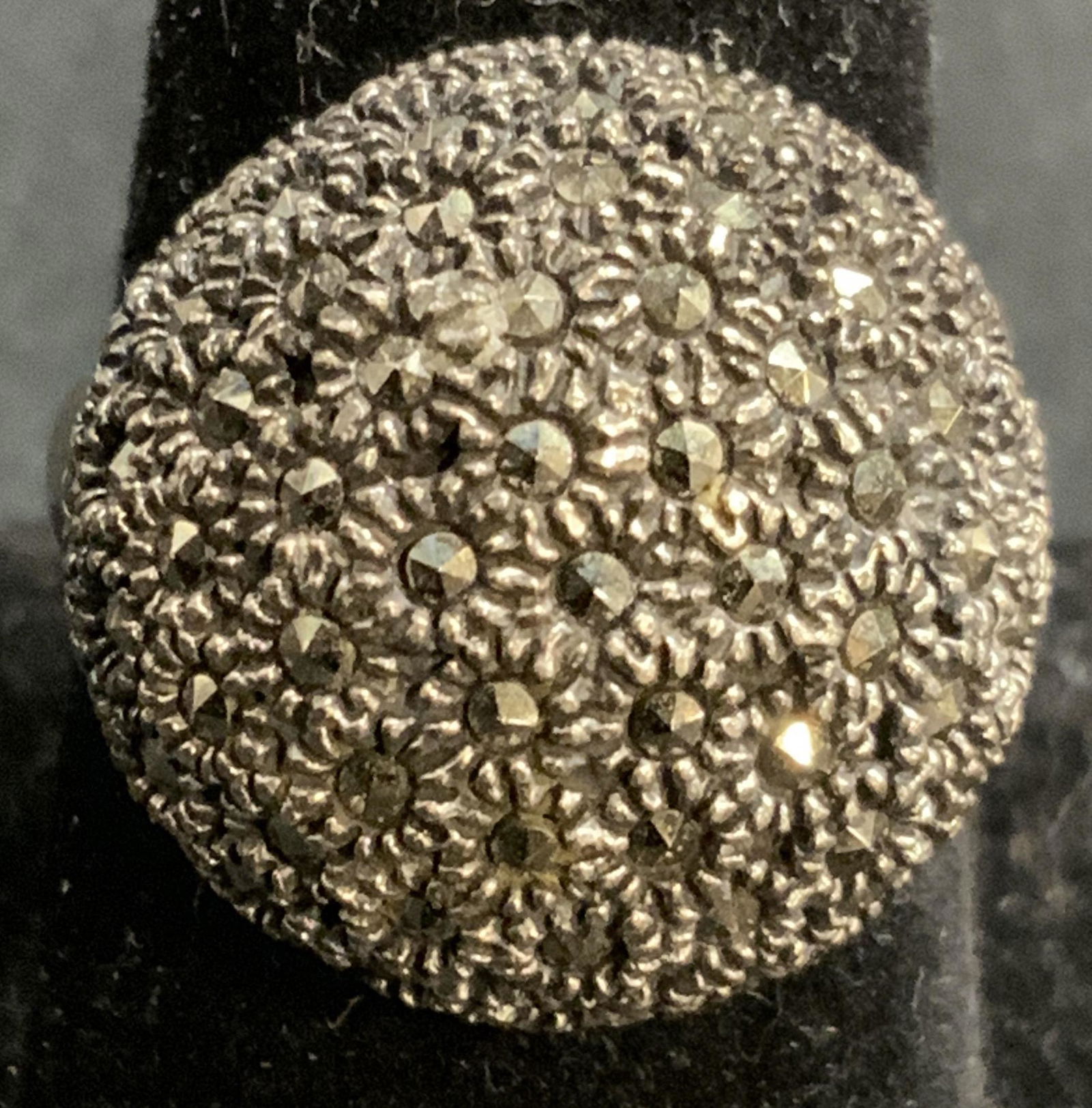 STERLING SILVER Art Deco Round Cocktail Ring (1 of 6)