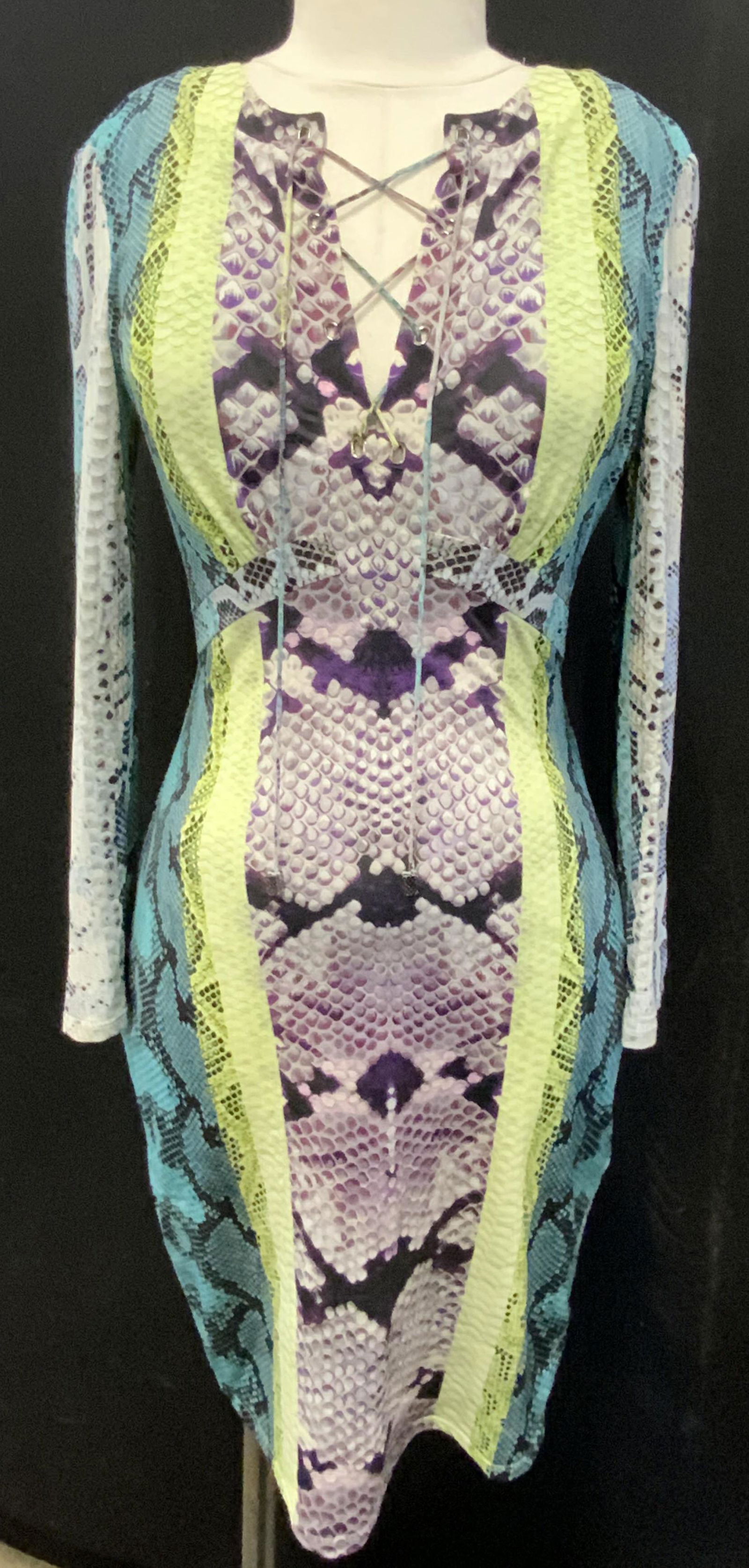 ROBERTO CAVALLI Multi Snakeskin Print Dress (1 of 7)