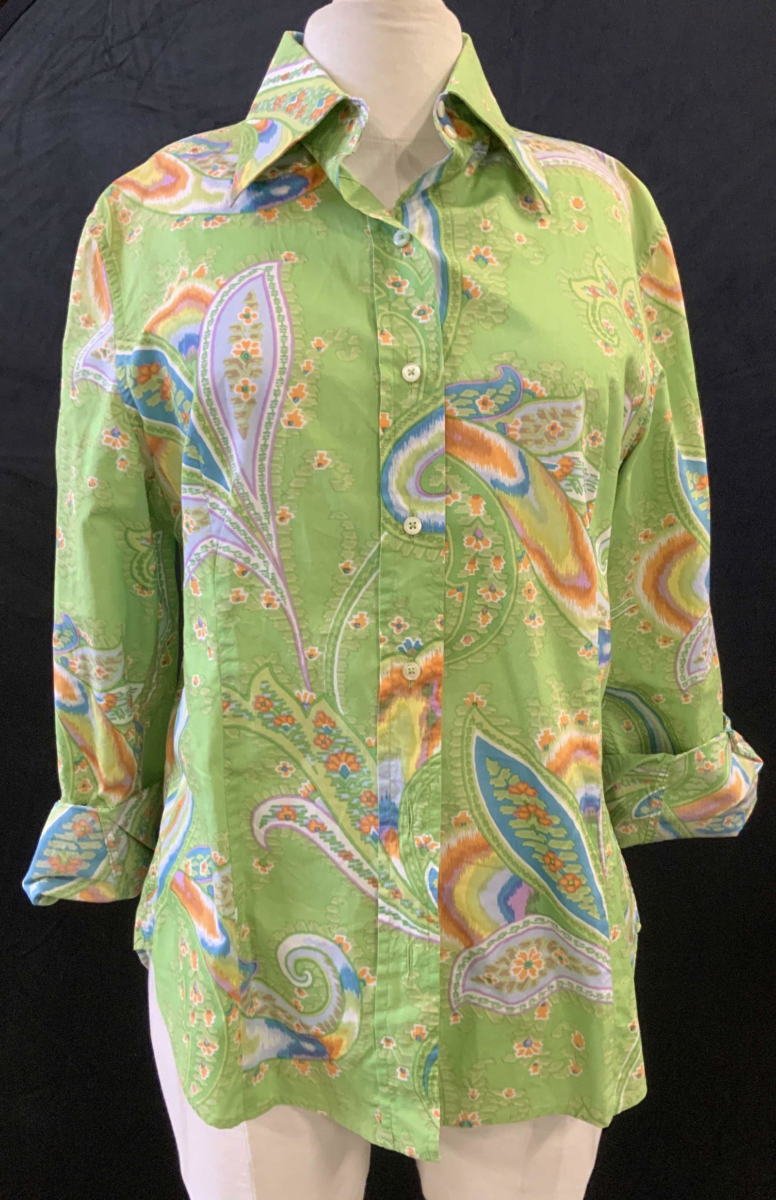 ETRO Lime Paisley Cotton Button Down, Italy (1 of 7)