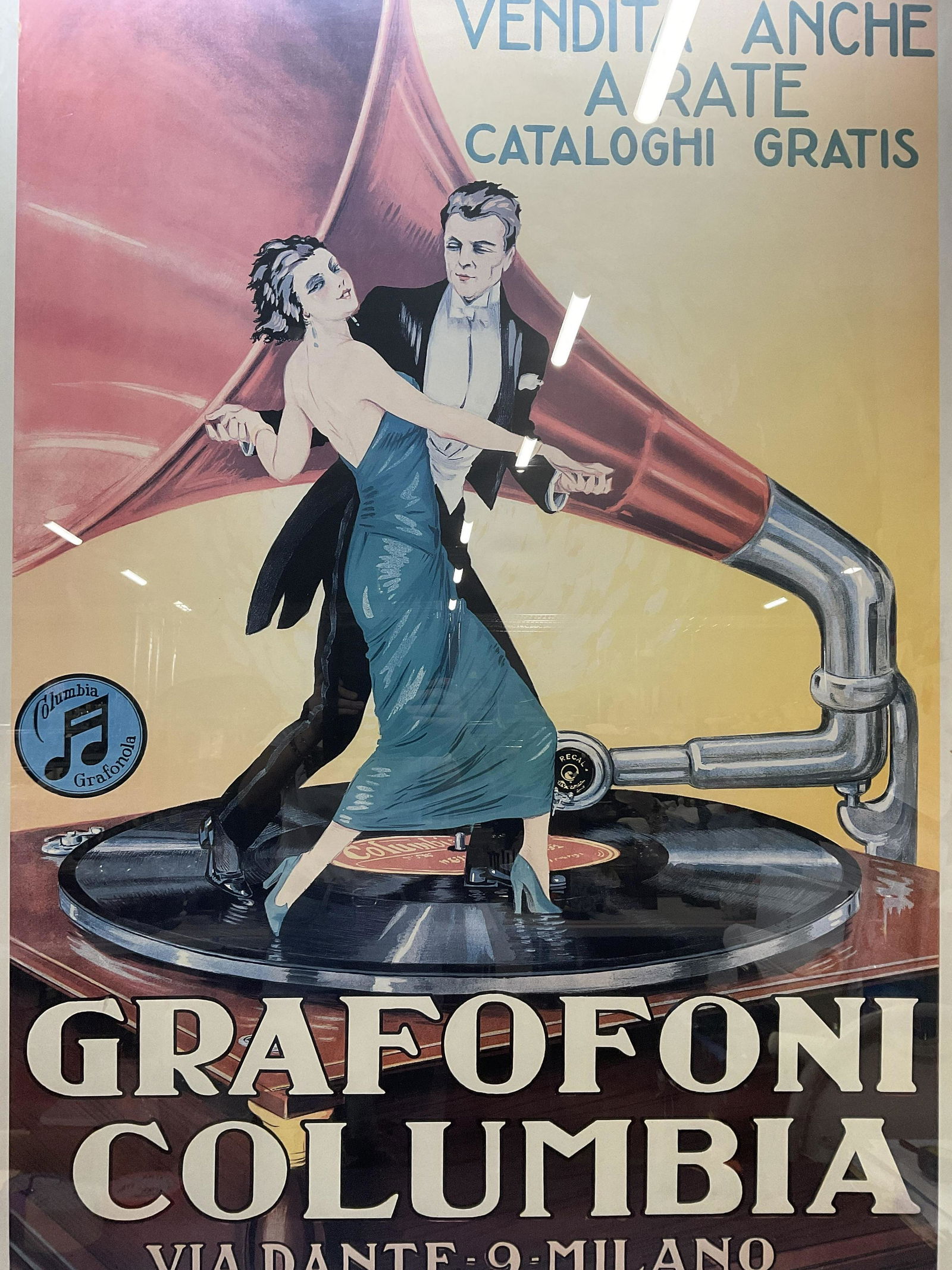 XL VNTG FRMD. Gramophone Columbia Advert. Litho (1 of 9)
