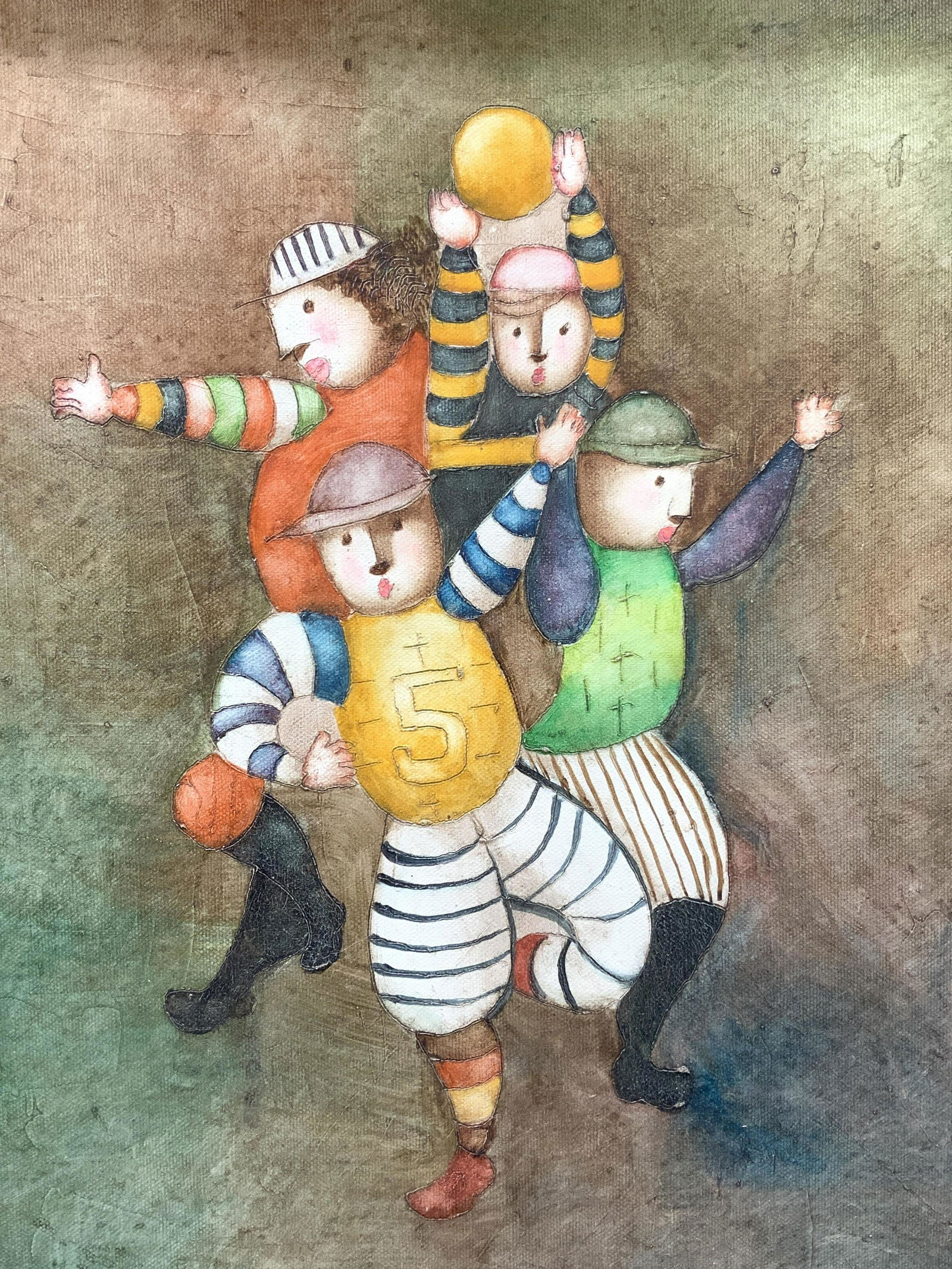 Wang Liu Ying Signed The Game Oil Painting (1 of 9)