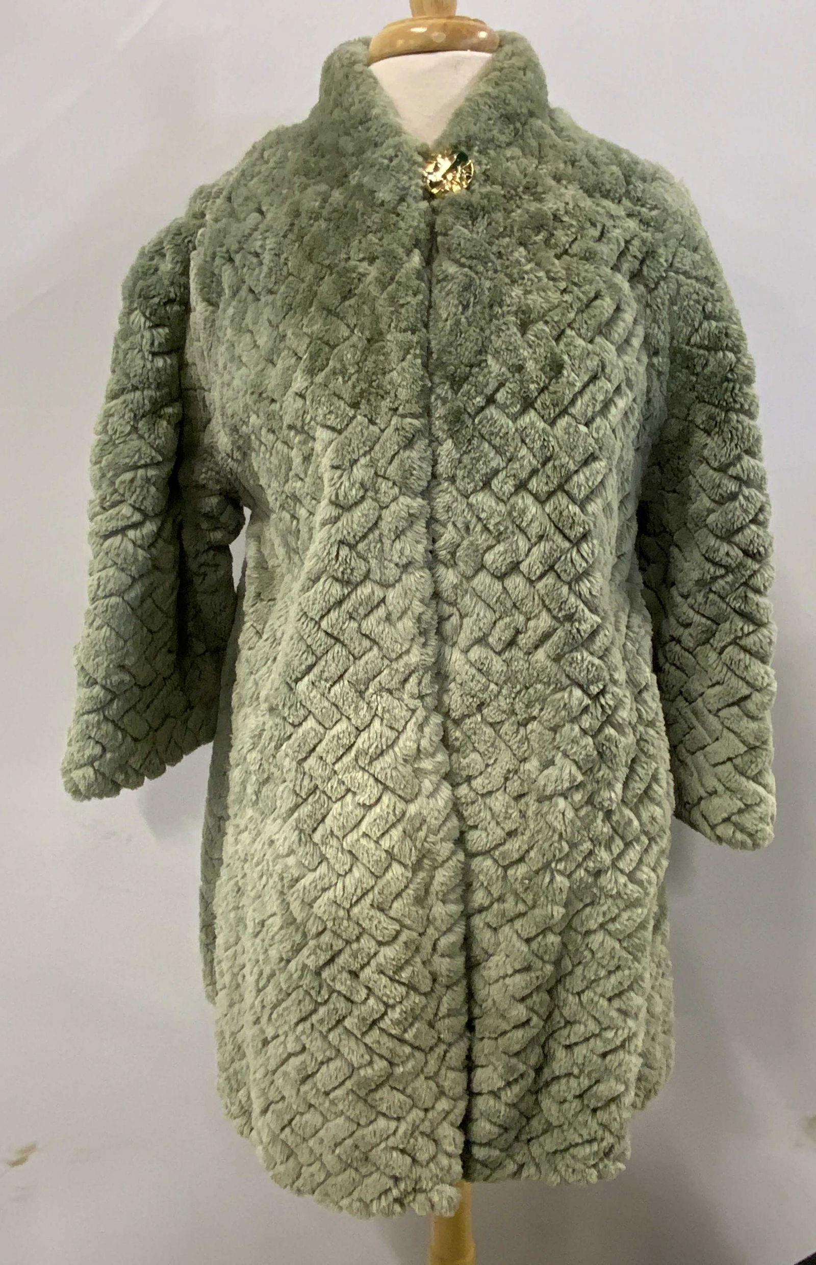 Vintage Sheared Beaver Sea Foam Green Coat (1 of 9)