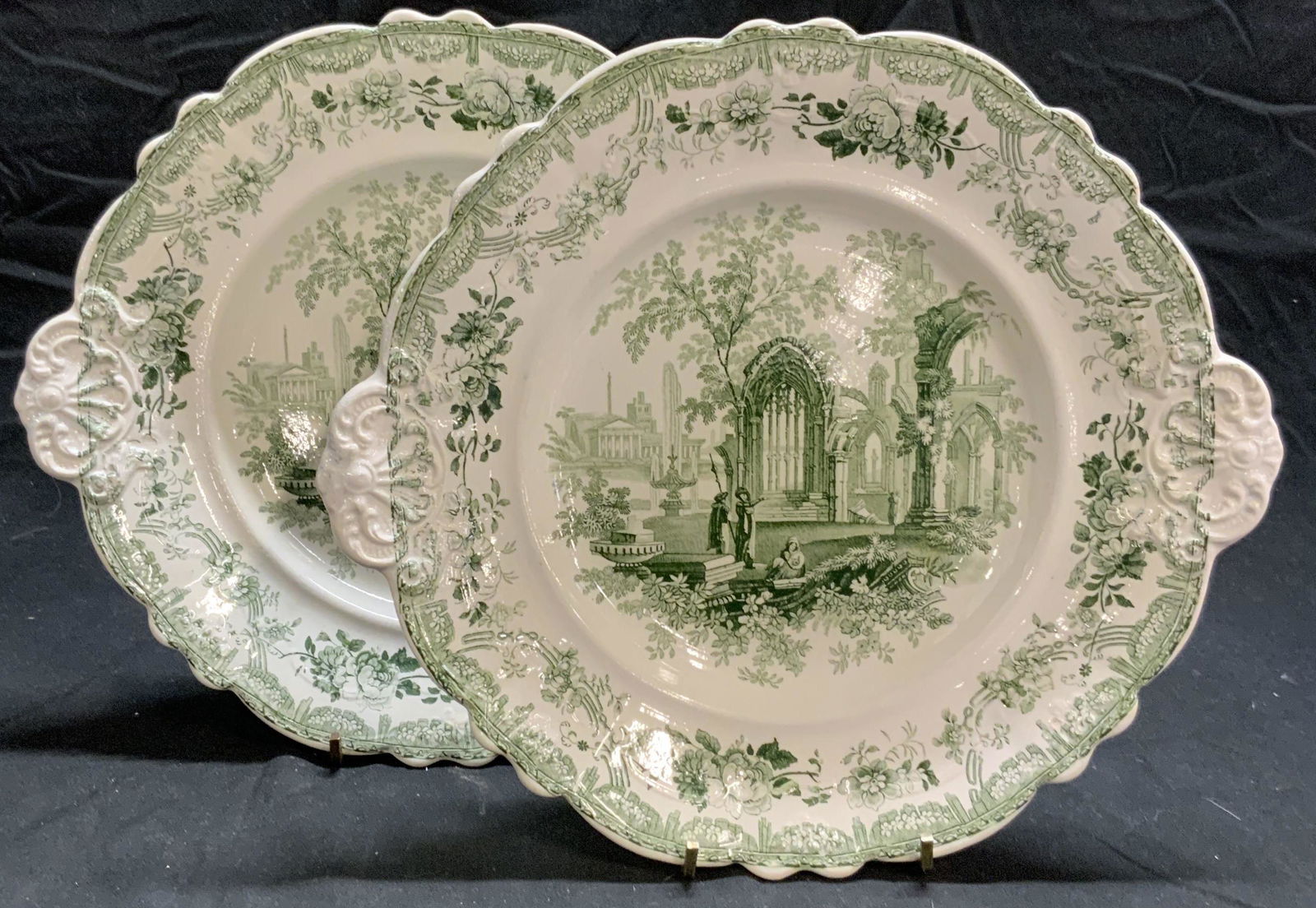Pair Ceramic Ancient Ruins Transferware Plates (1 of 6)