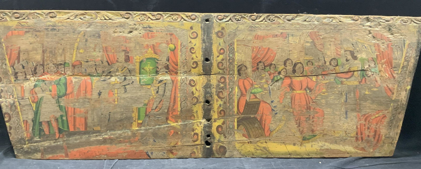 Antique Hand Painted Medieval Donkey Cart Side (1 of 12)