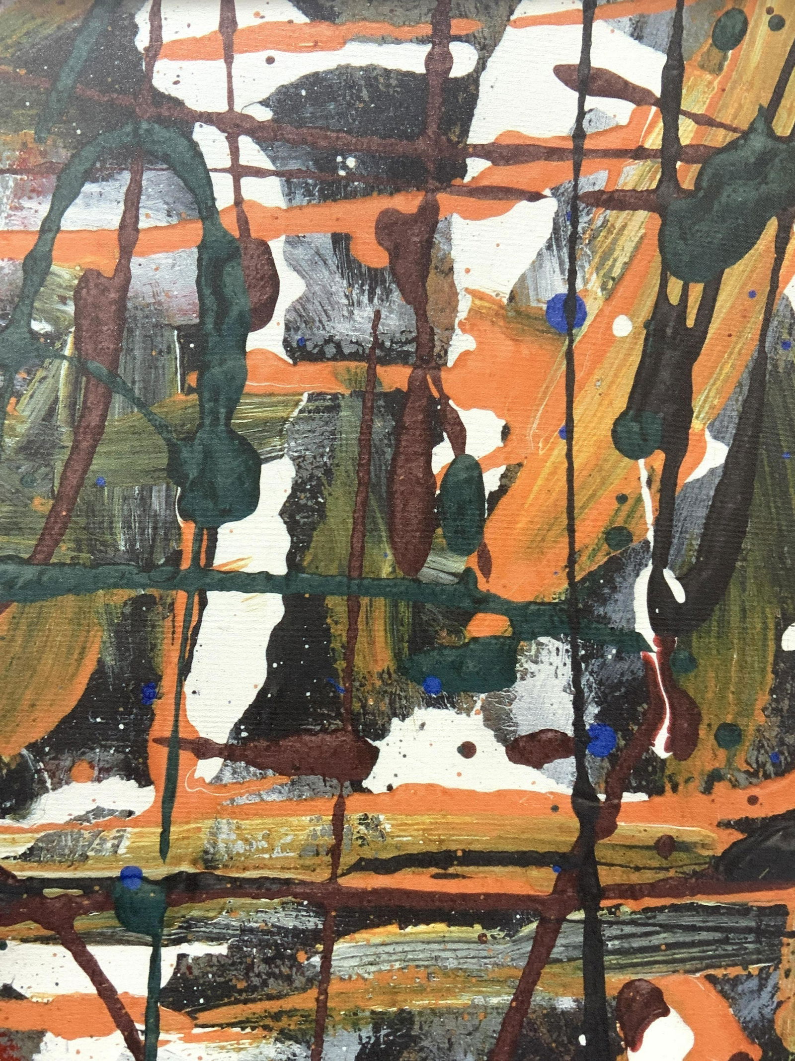 Framed Abstract Splattered Lithograph (1 of 9)