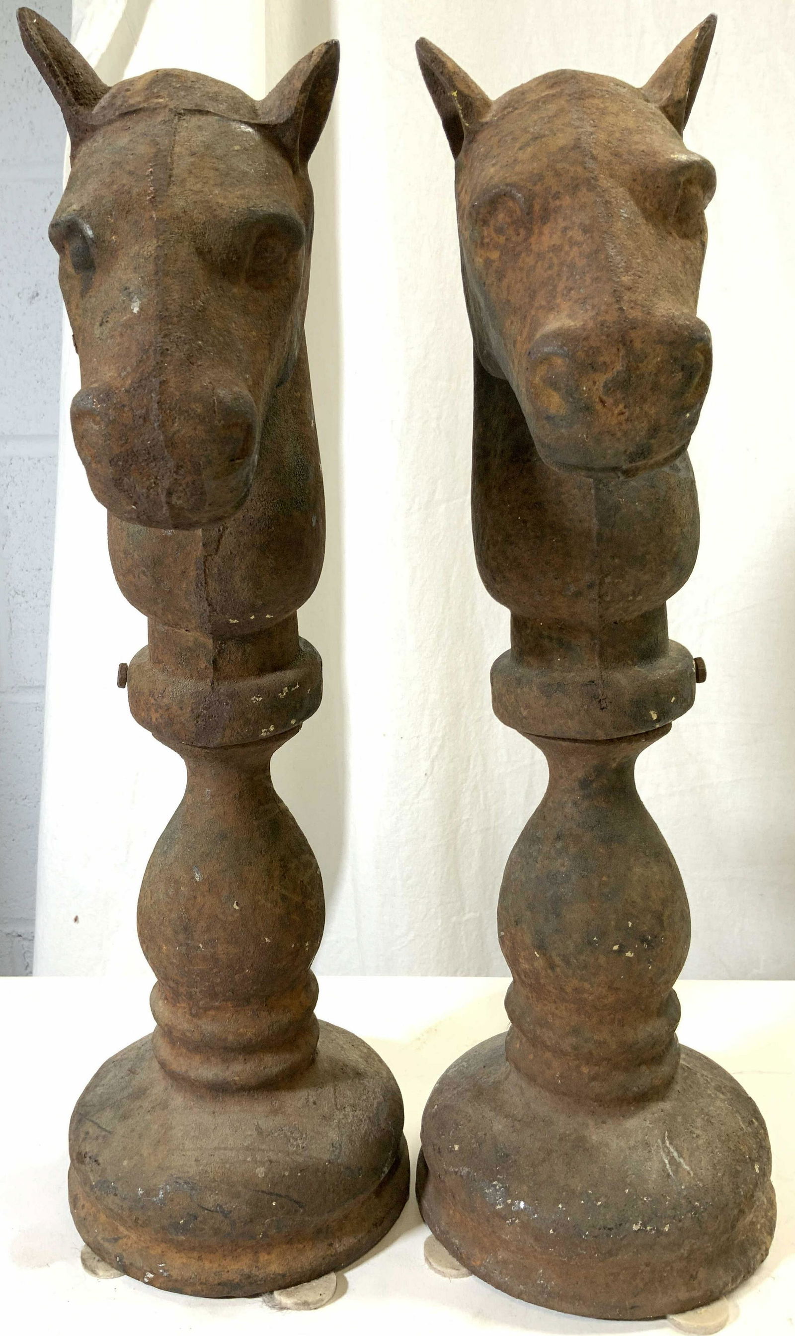 Pair Antique Iron Rustic Horse Hitching Posts (1 of 10)